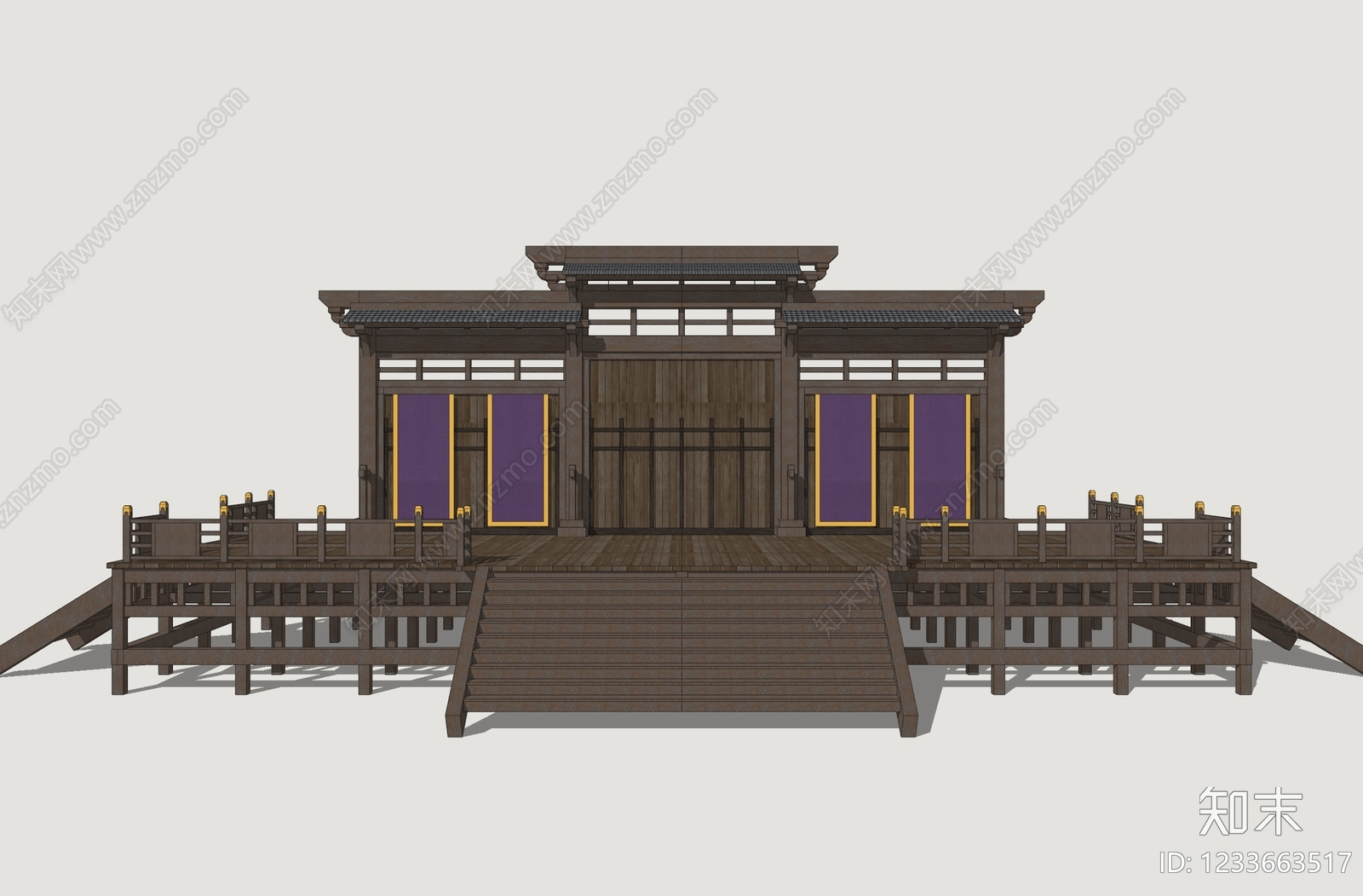 中式古建古建筑SU模型下载【ID:1233663517】