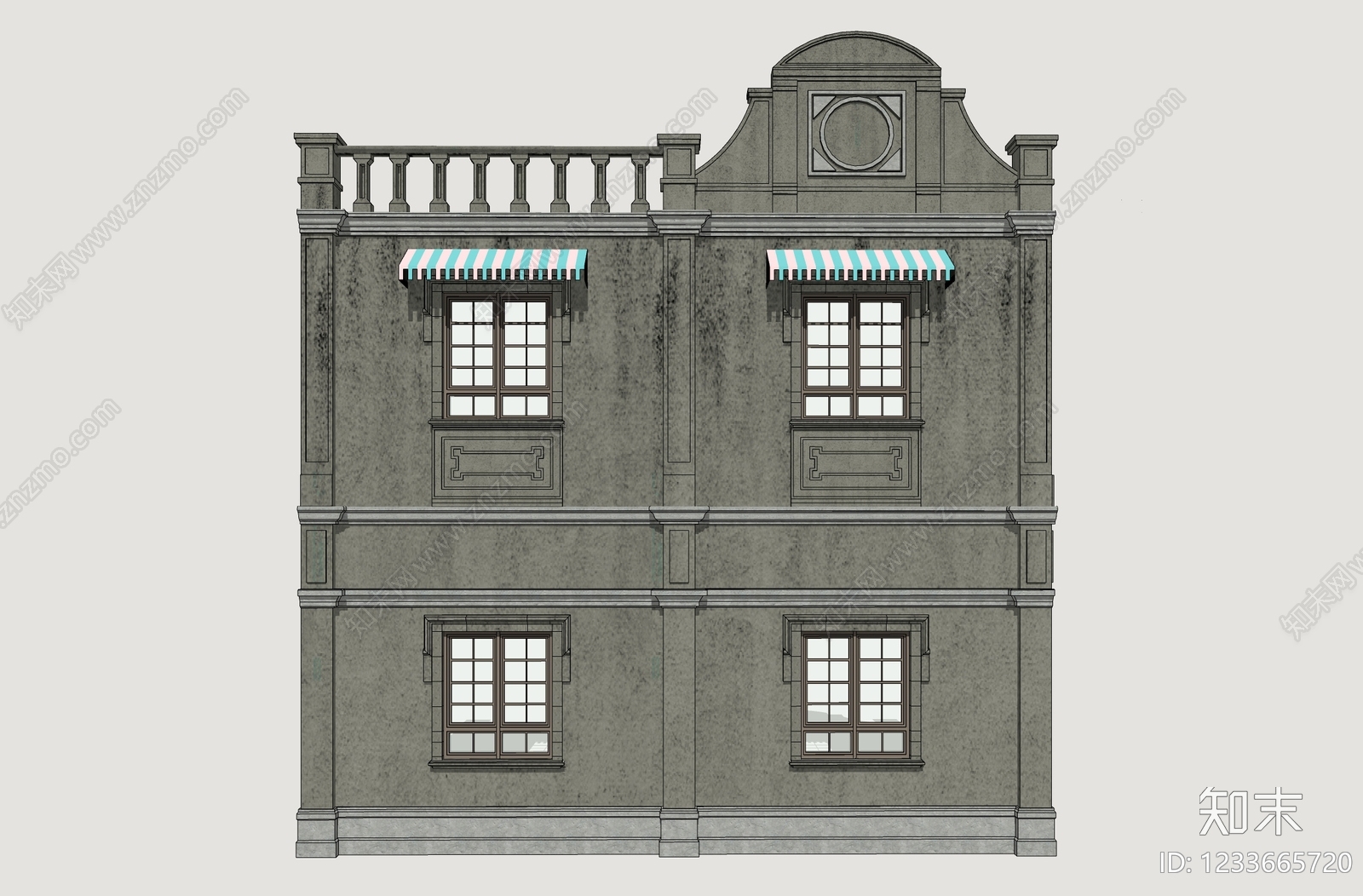 欧式古建外立面装饰SU模型下载【ID:1233665720】