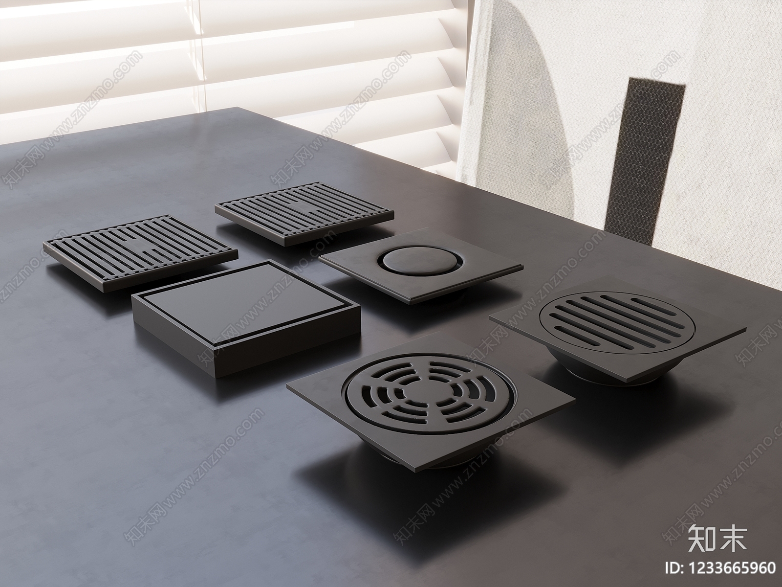 现代简约地漏3D模型渲染效果图