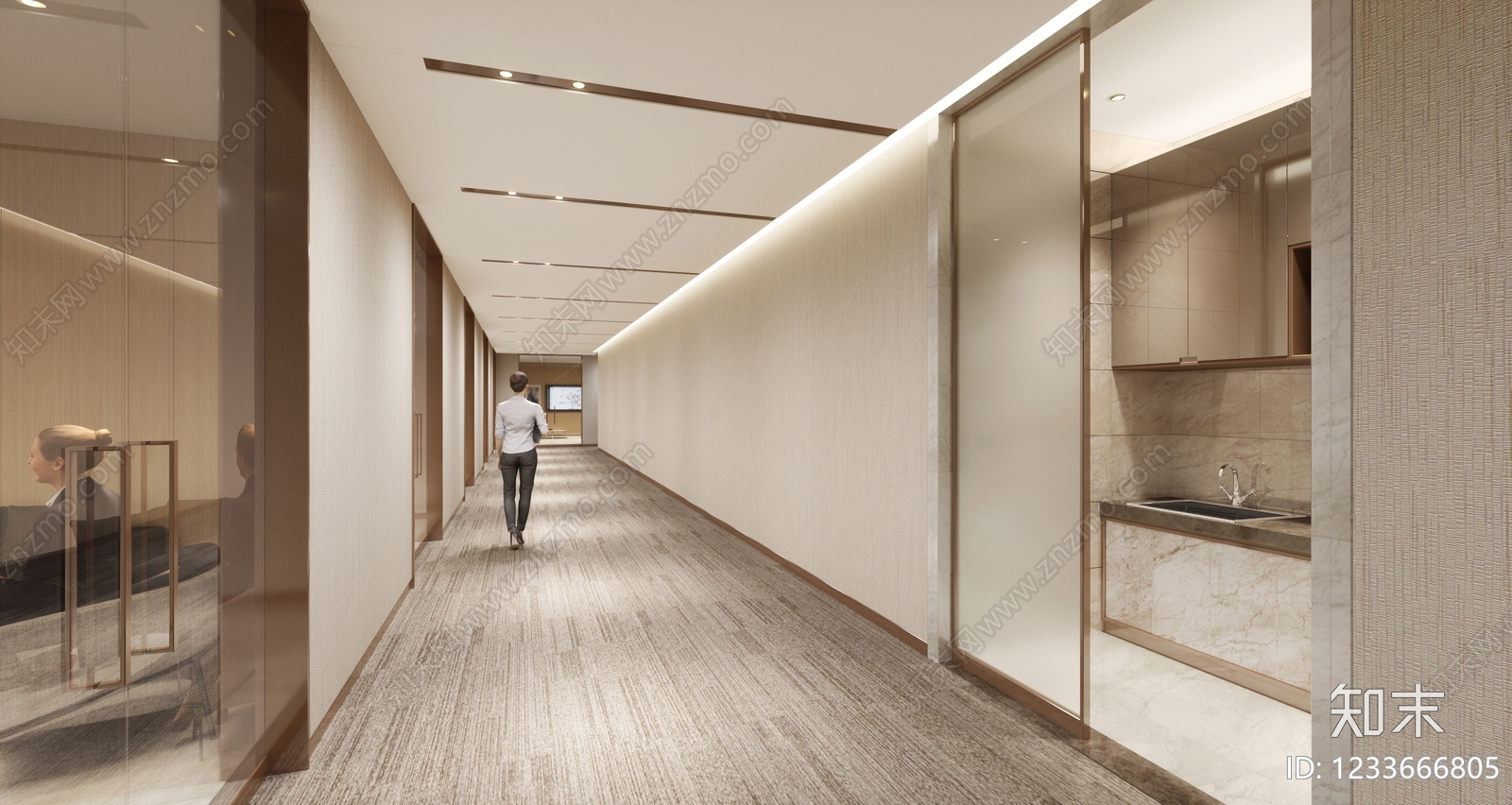 轻奢走廊3D模型下载【ID:1233666805】