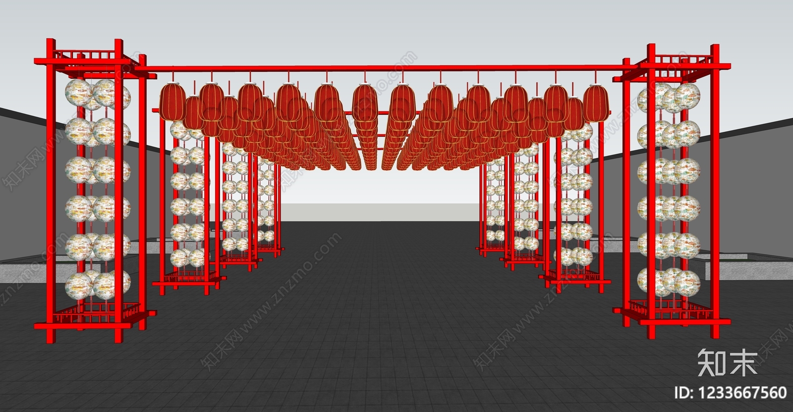 中式元宵灯会SU模型下载【ID:1233667560】