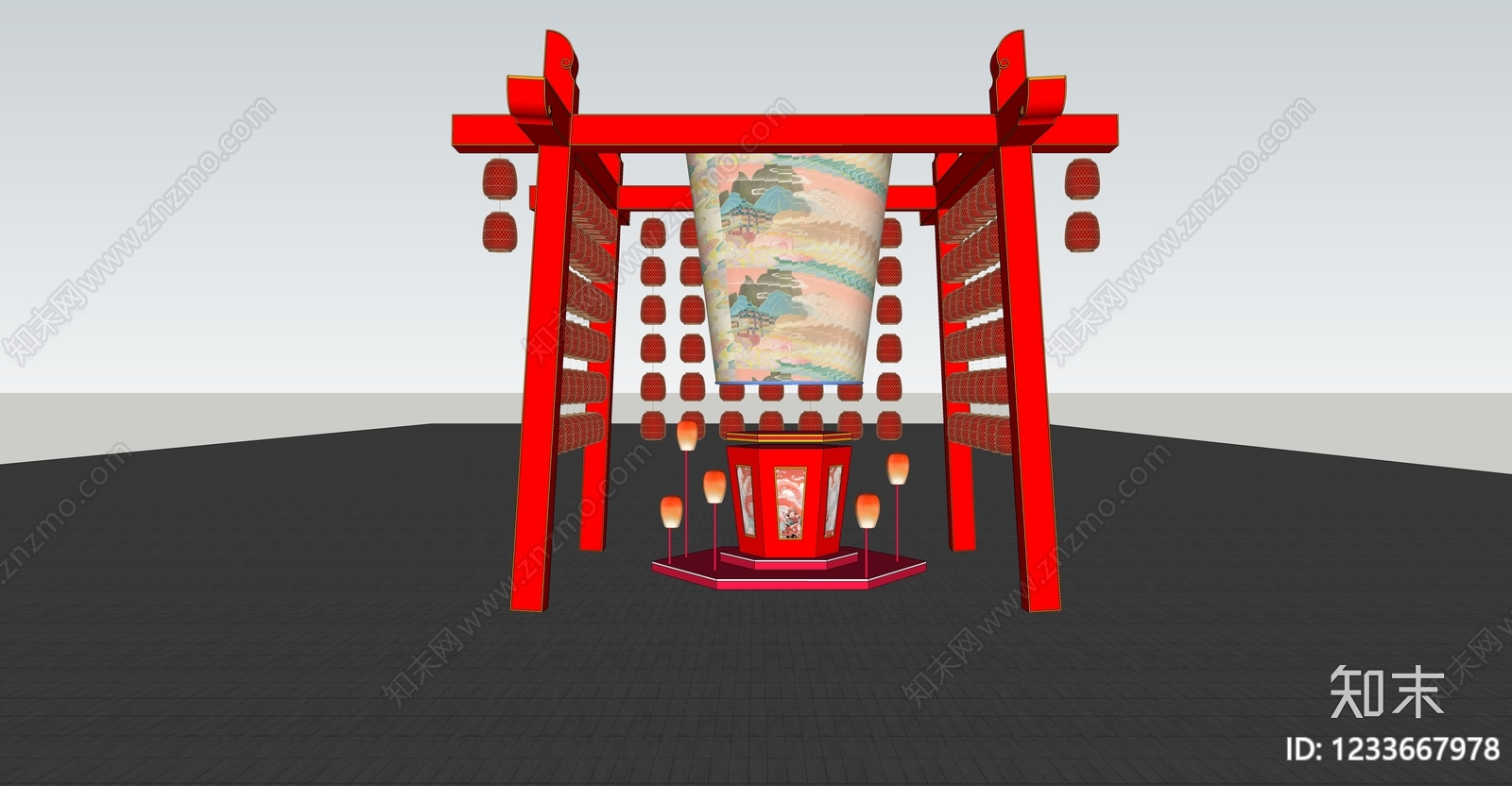 中式春节美陈SU模型下载【ID:1233667978】