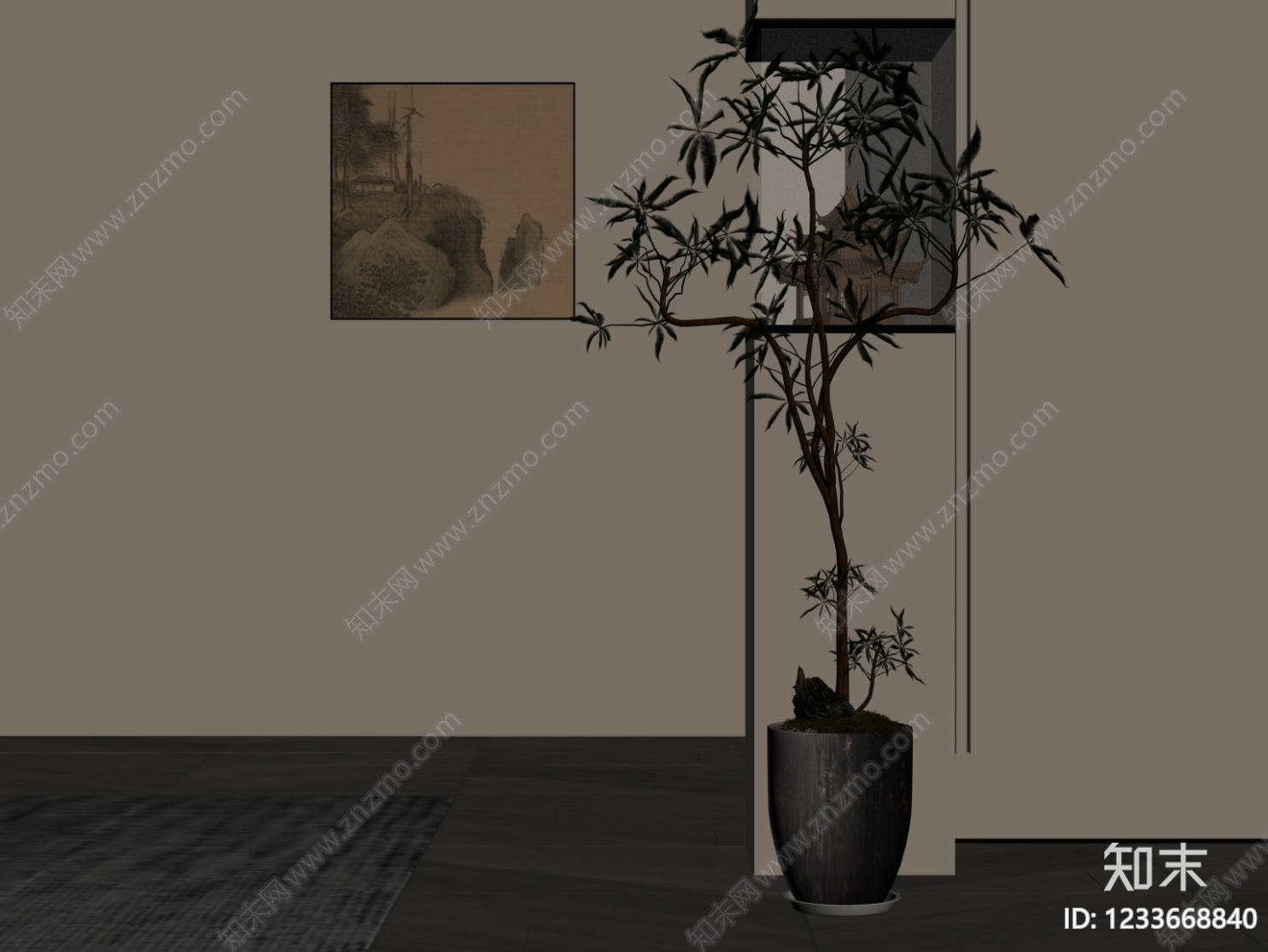 新中式盆栽SU模型下载【ID:1233668840】