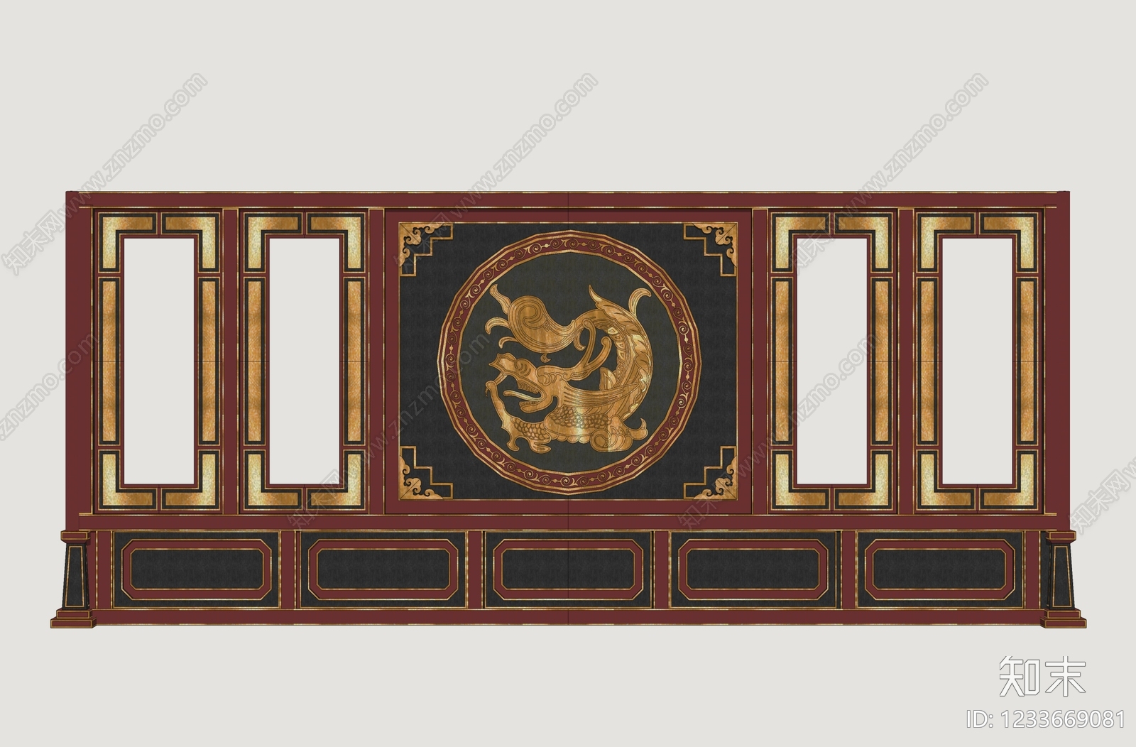 中式艺术隔断SU模型下载【ID:1233669081】