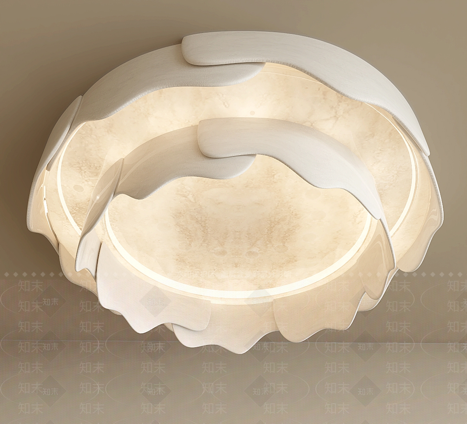 奶油风吸顶灯3D模型下载【ID:1233669655】