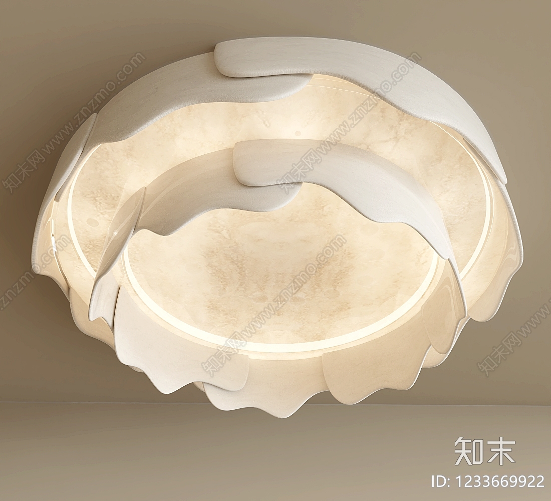 奶油风吸顶灯SU模型下载【ID:1233669922】