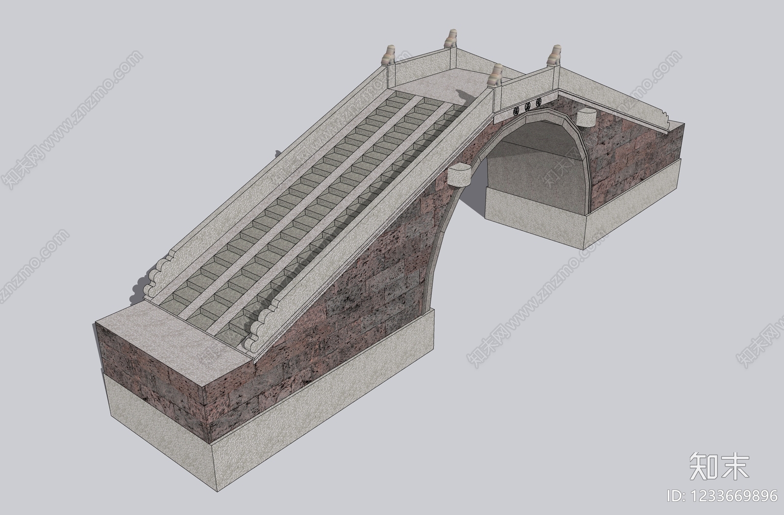 中式古建景观桥SU模型下载【ID:1233669896】