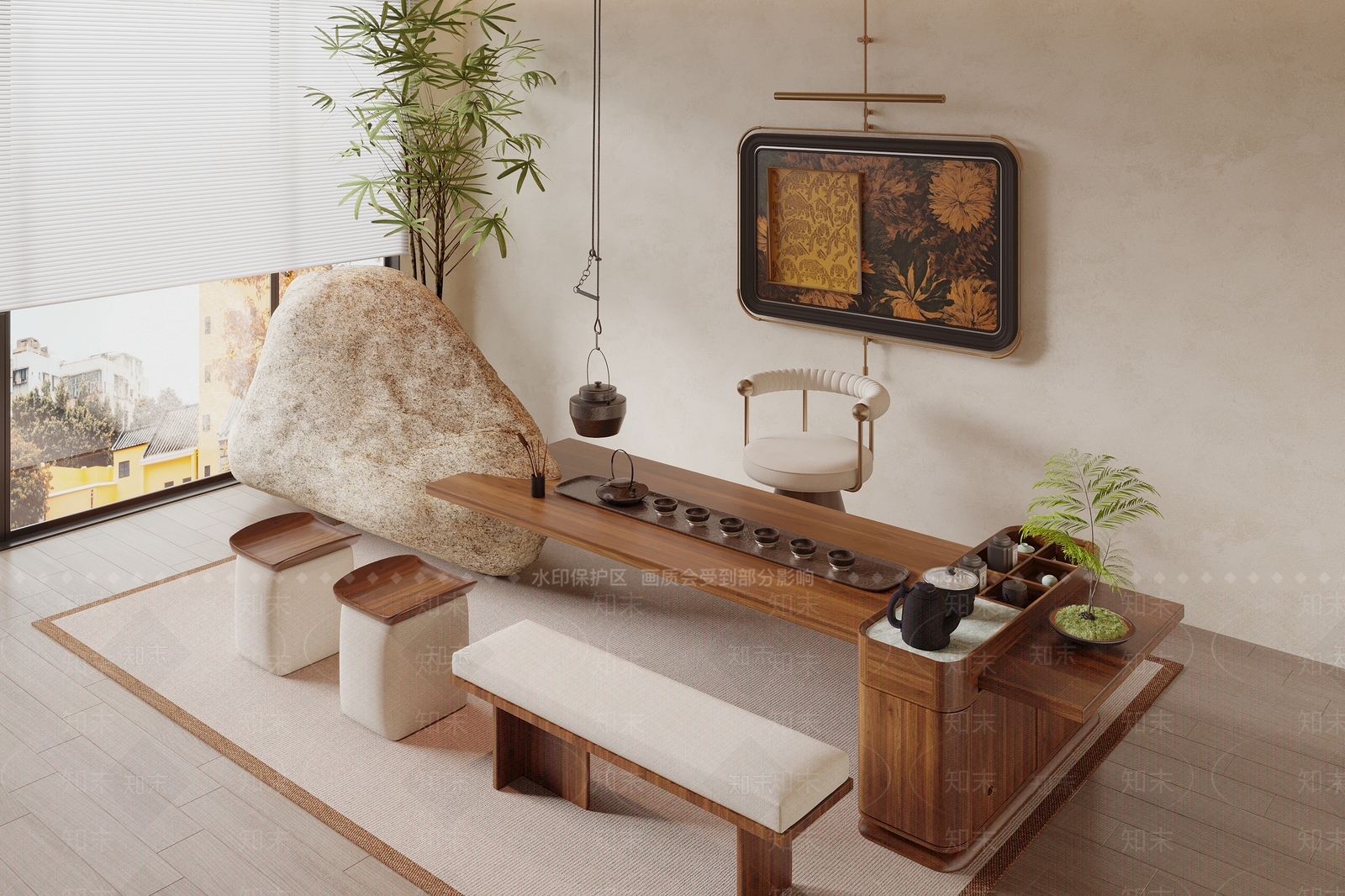 新中式家居展台SU模型下载【ID:1233671253】