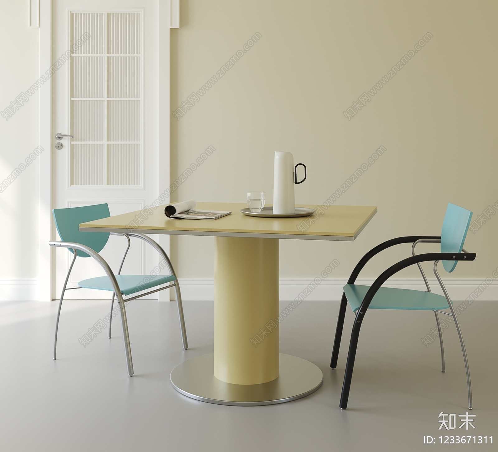 现代简约餐桌椅SU模型下载【ID:1233671311】