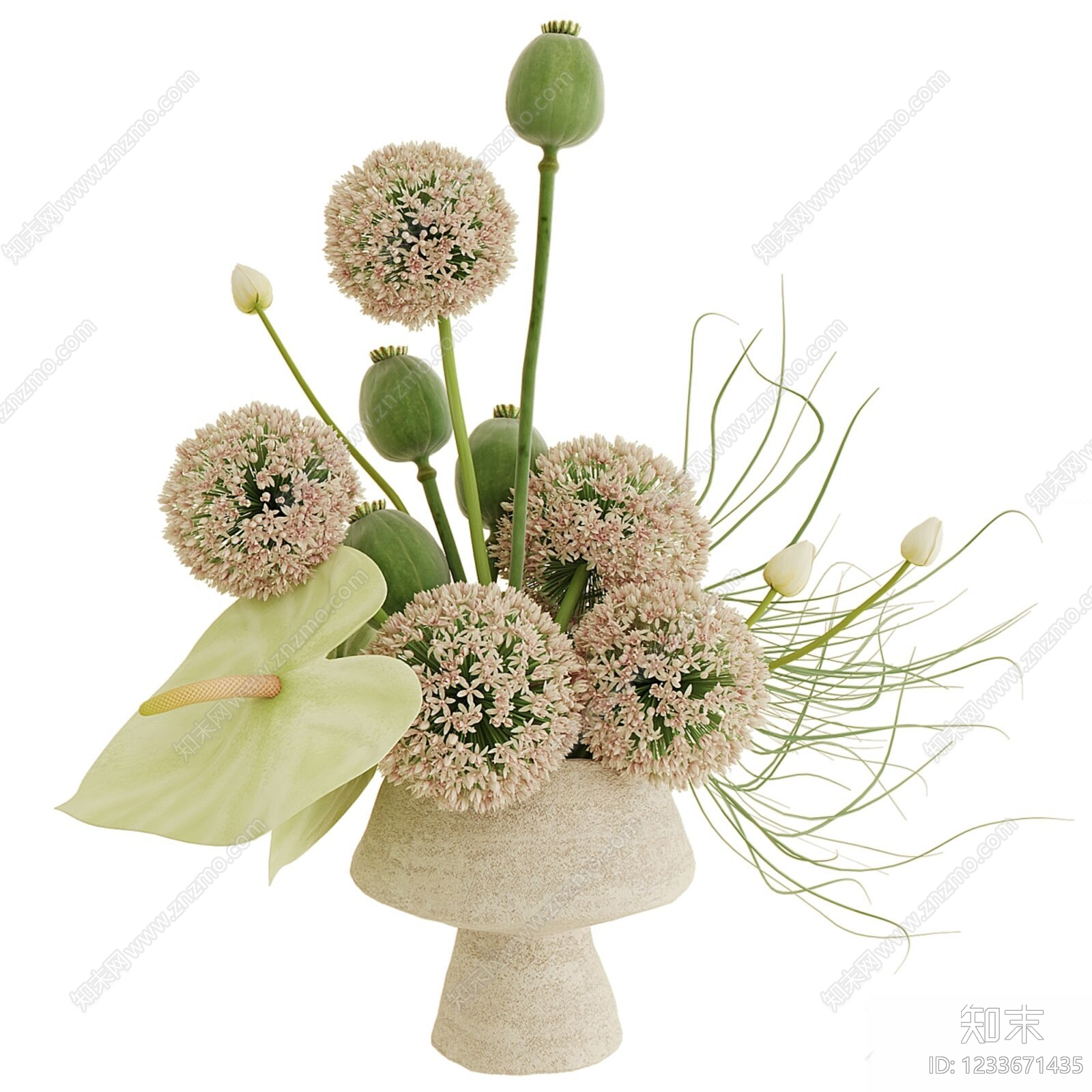 侘寂花艺SU模型下载【ID:1233671435】