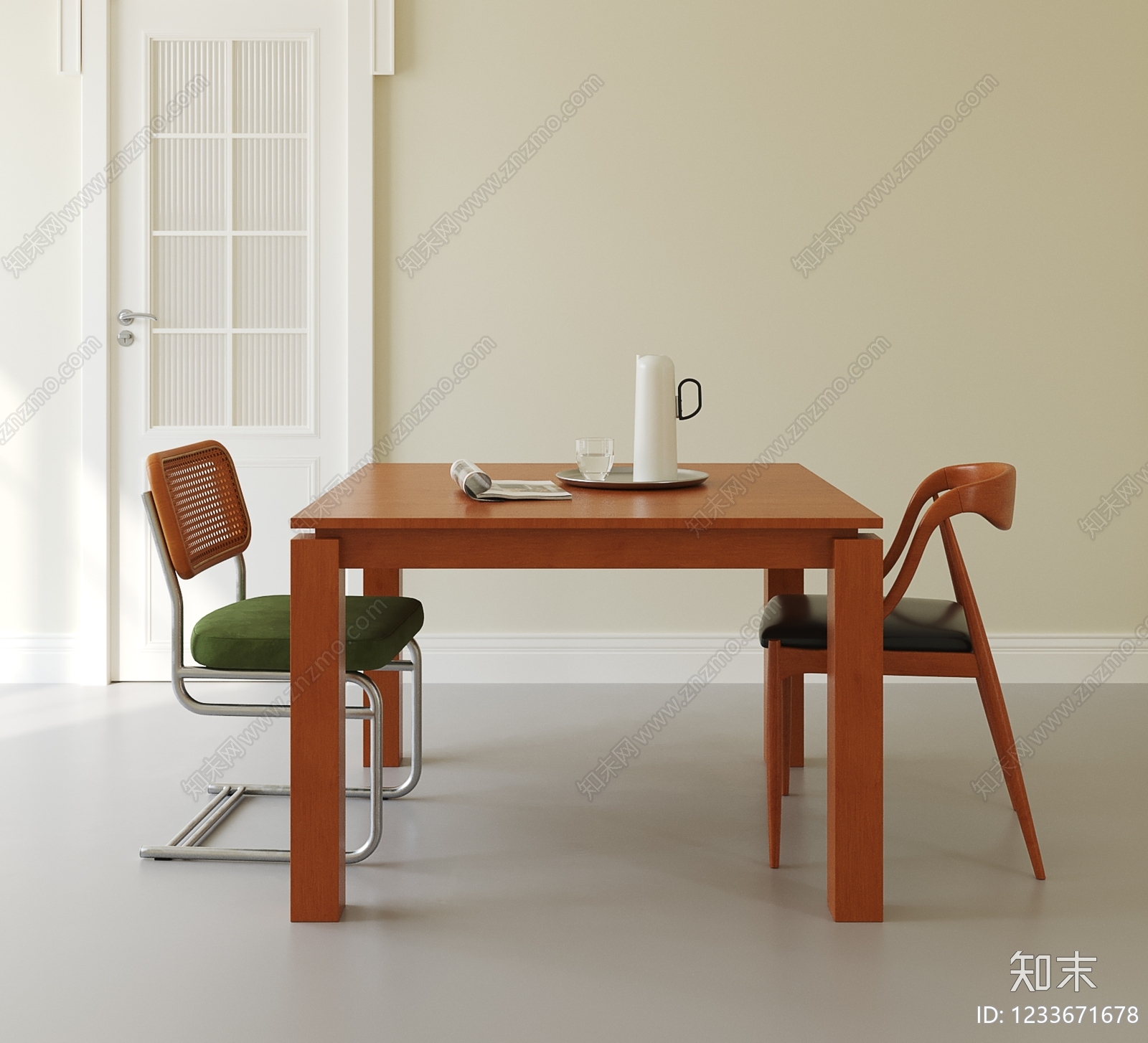 中古风餐桌椅SU模型下载【ID:1233671678】
