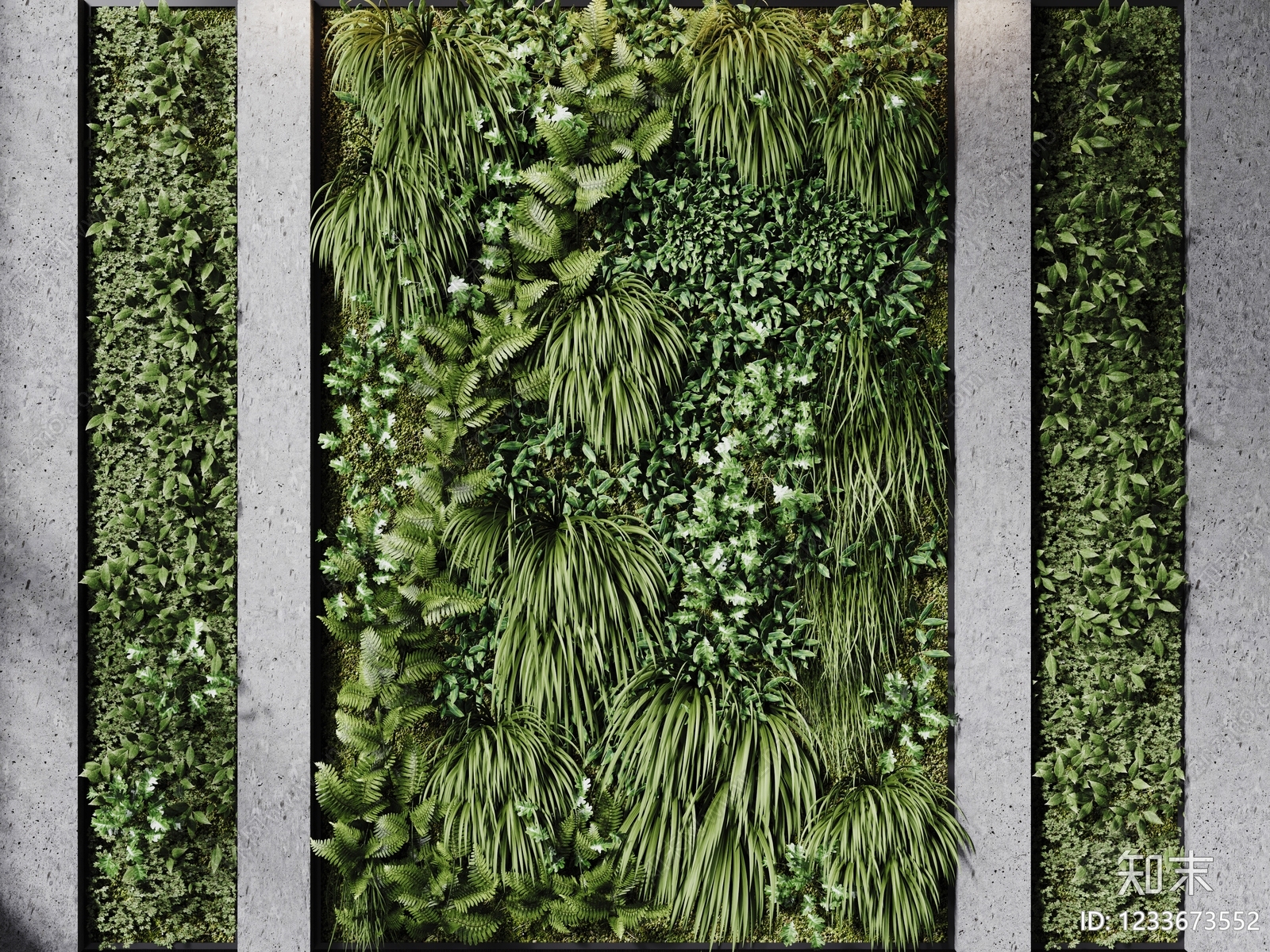 工业风绿植墙3D模型下载【ID:1233673552】