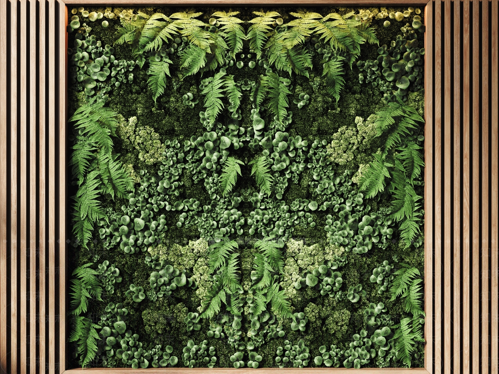 原木风绿植墙SU模型草图