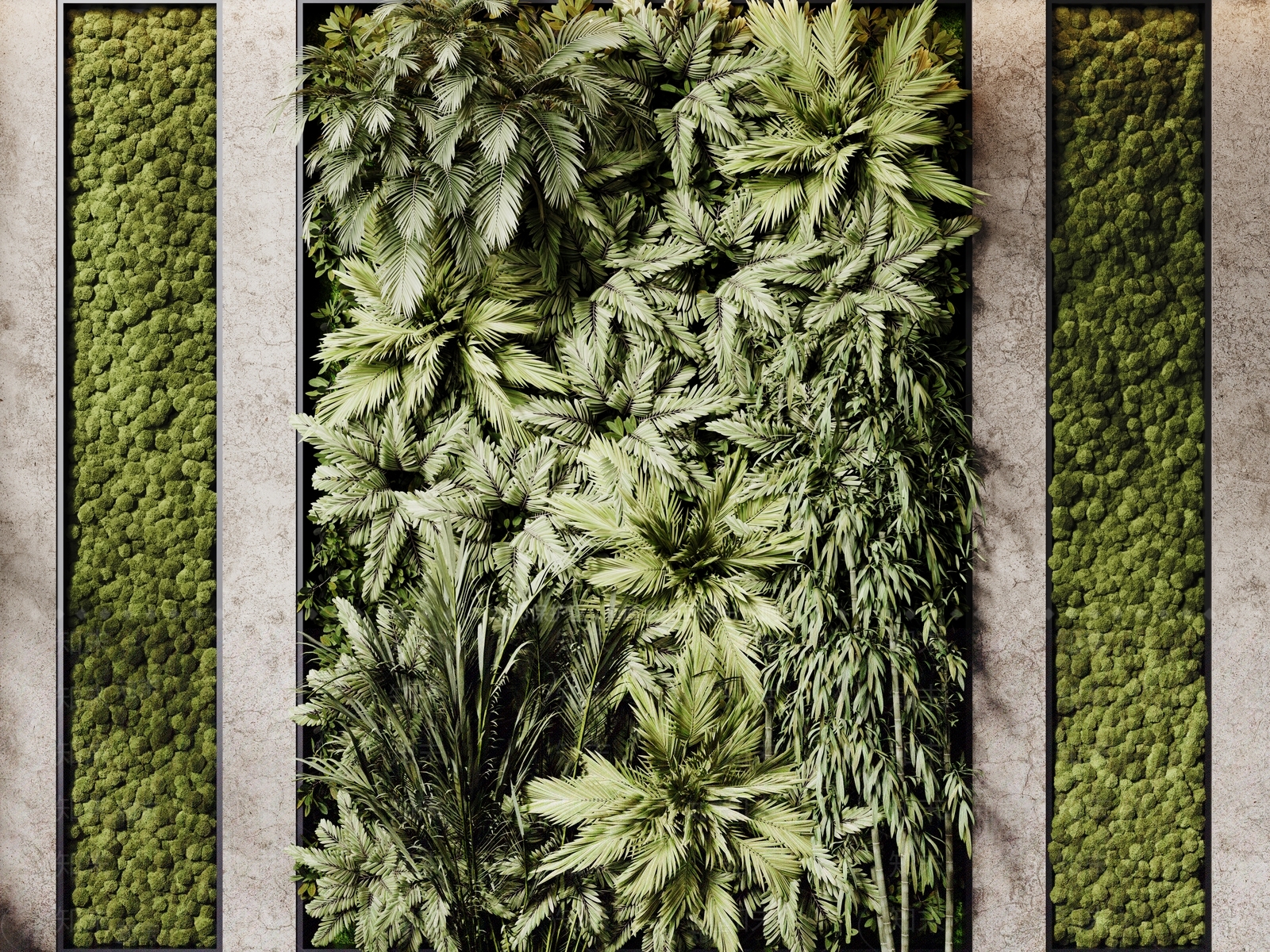 现代绿植墙SU模型草图