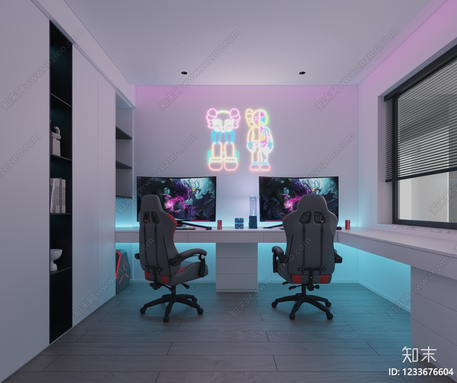 赛博朋克风书房3D模型下载【ID:1233676604】