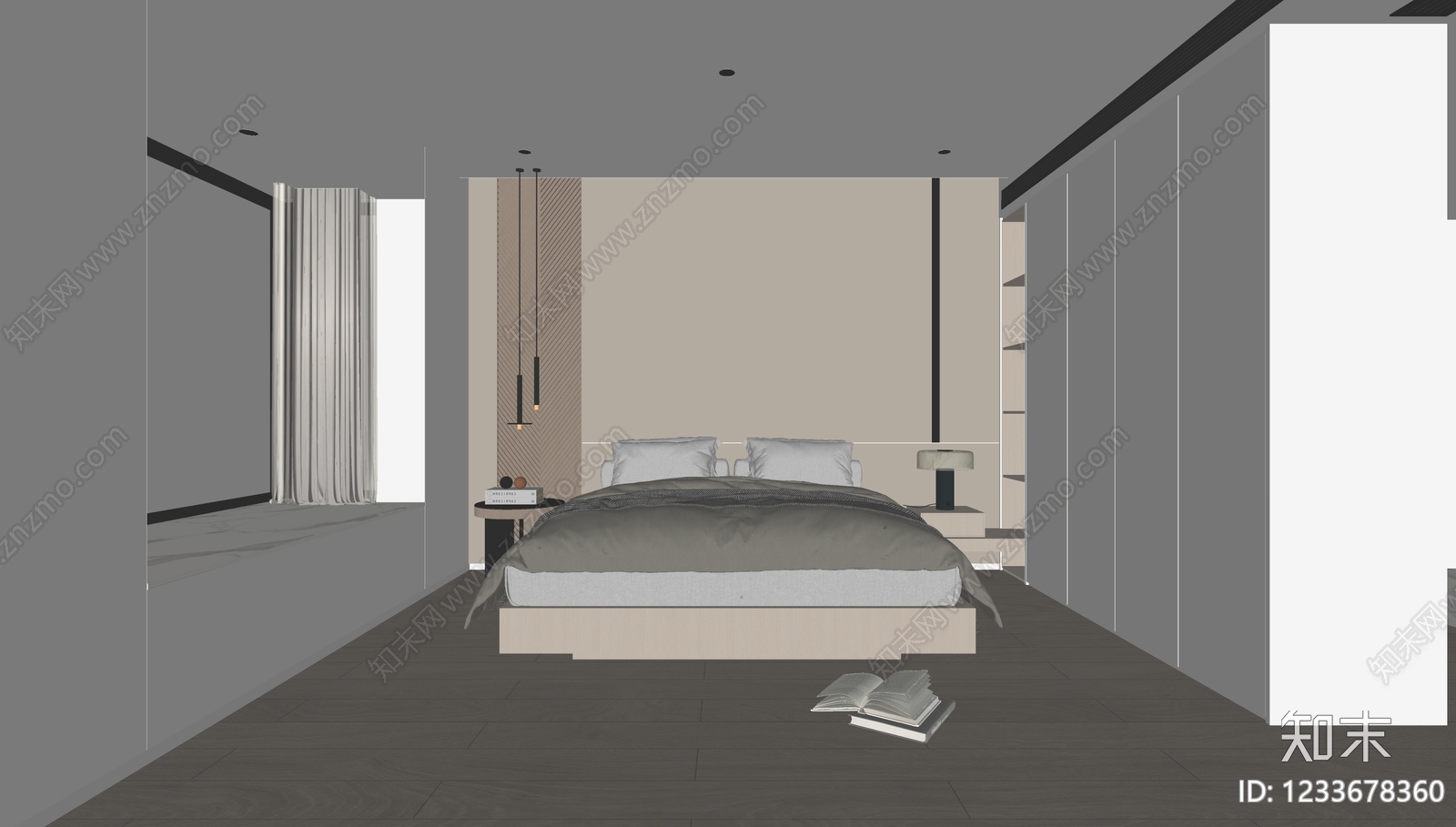 现代简约主卧SU模型下载【ID:1233678360】