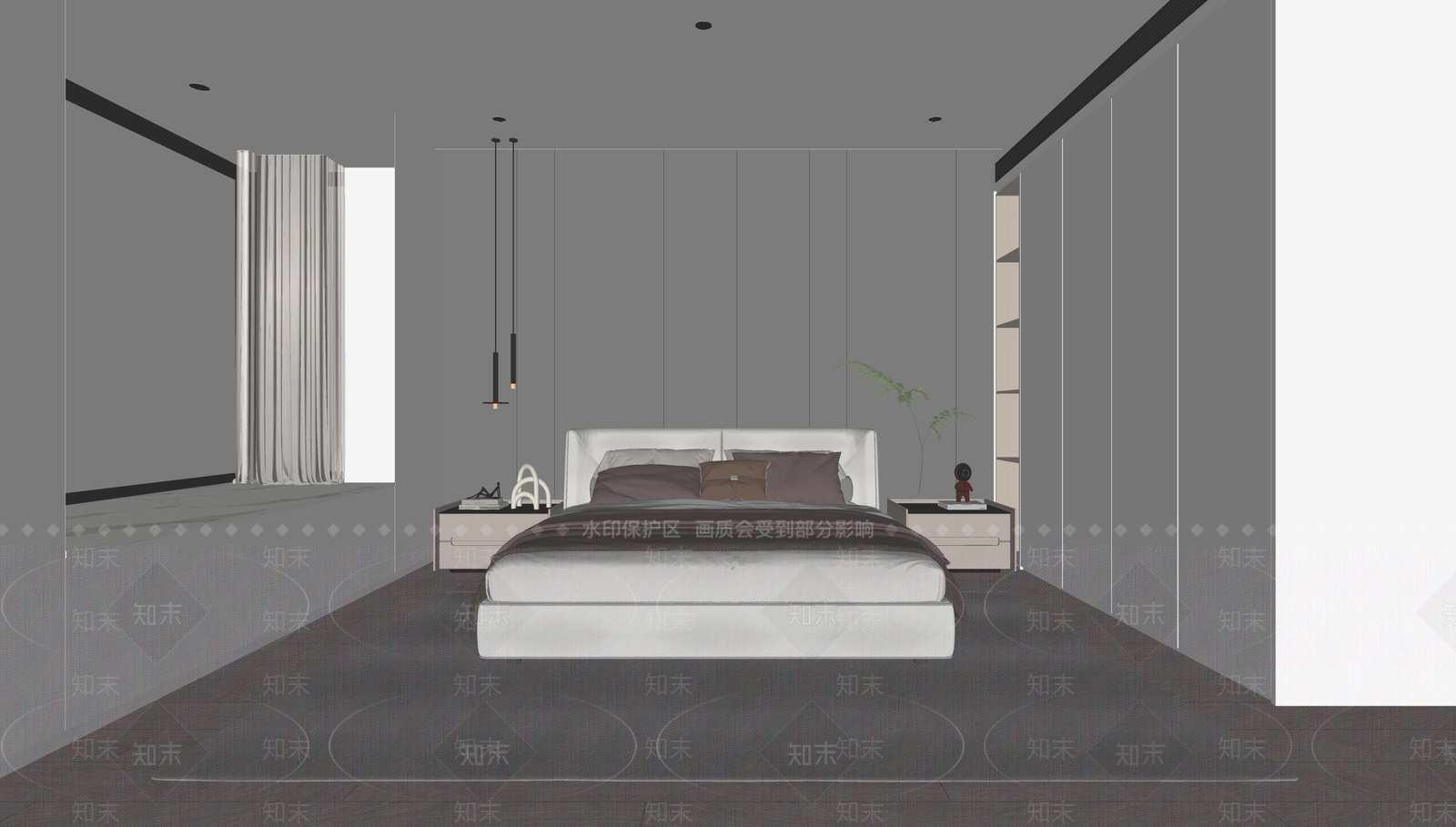 现代简约主卧SU模型下载【ID:1233680462】