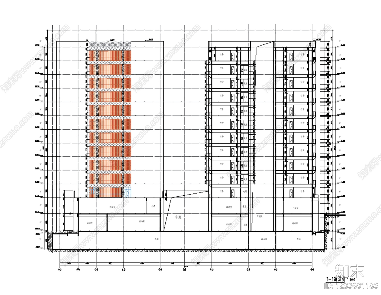 学校建筑cad施工图下载【ID:1233681186】