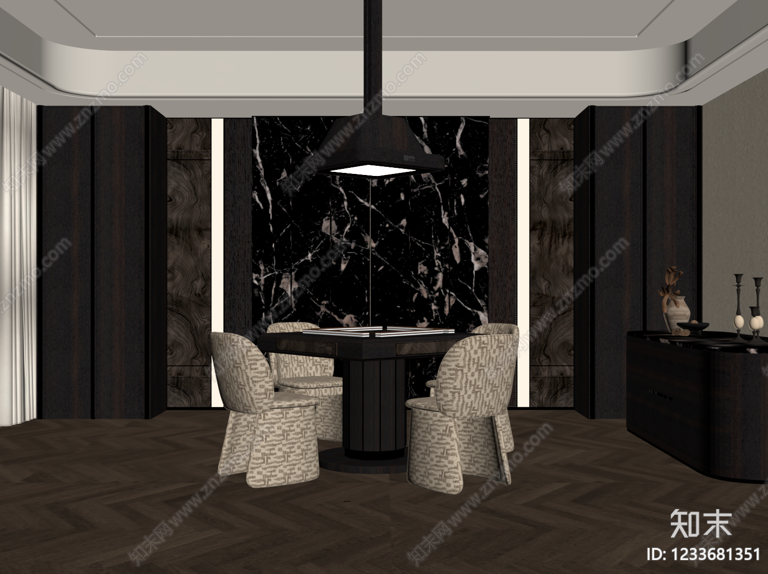 轻奢棋牌室SU模型下载【ID:1233681351】