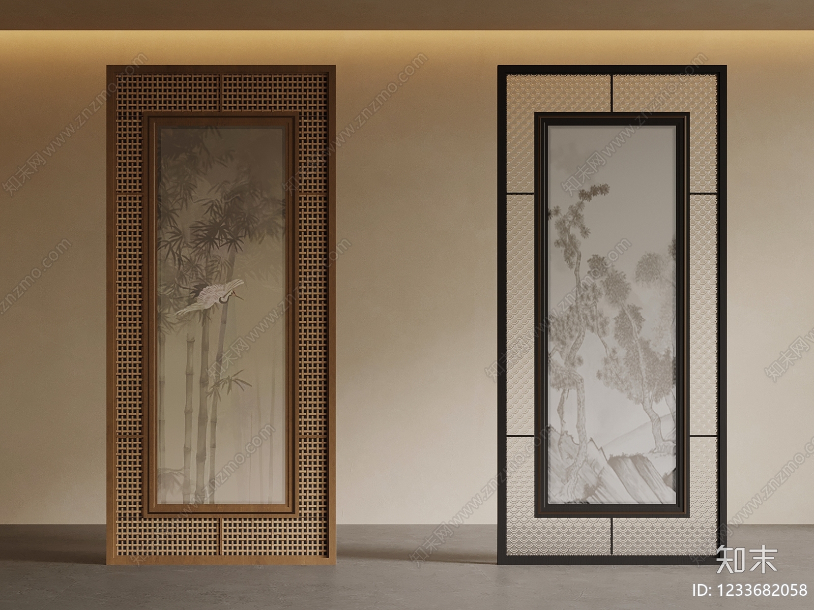 新中式屏风SU模型下载【ID:1233682058】