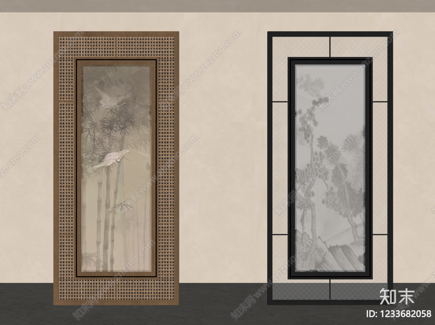 新中式屏风SU模型下载【ID:1233682058】