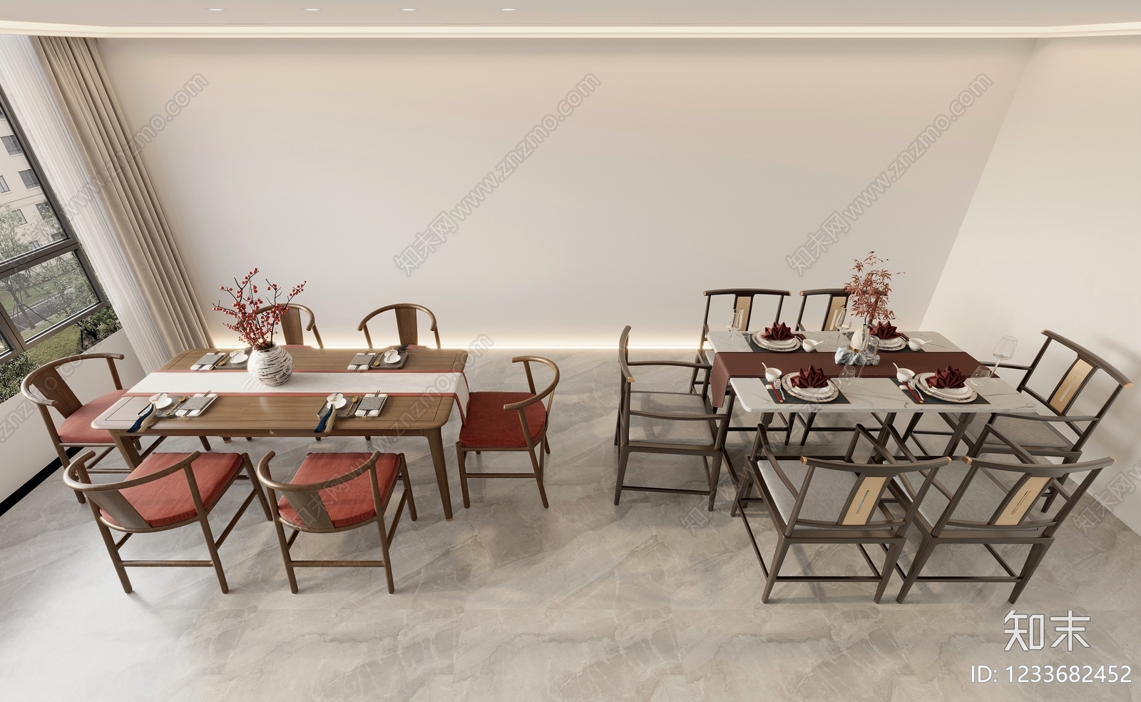 新中式餐桌椅3D模型下载【ID:1233682452】