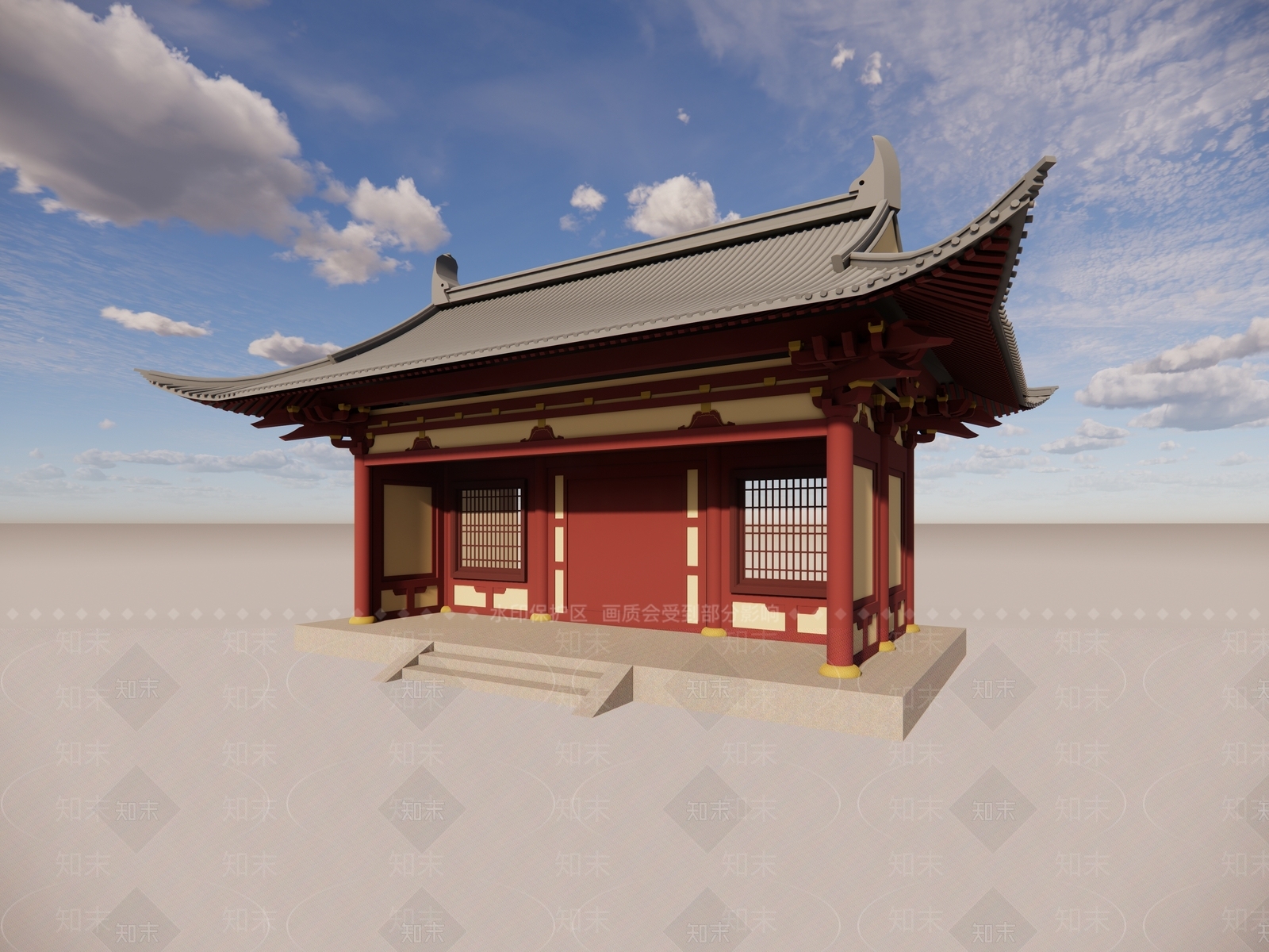 中式古建风格建筑SU模型下载【ID:1233682659】
