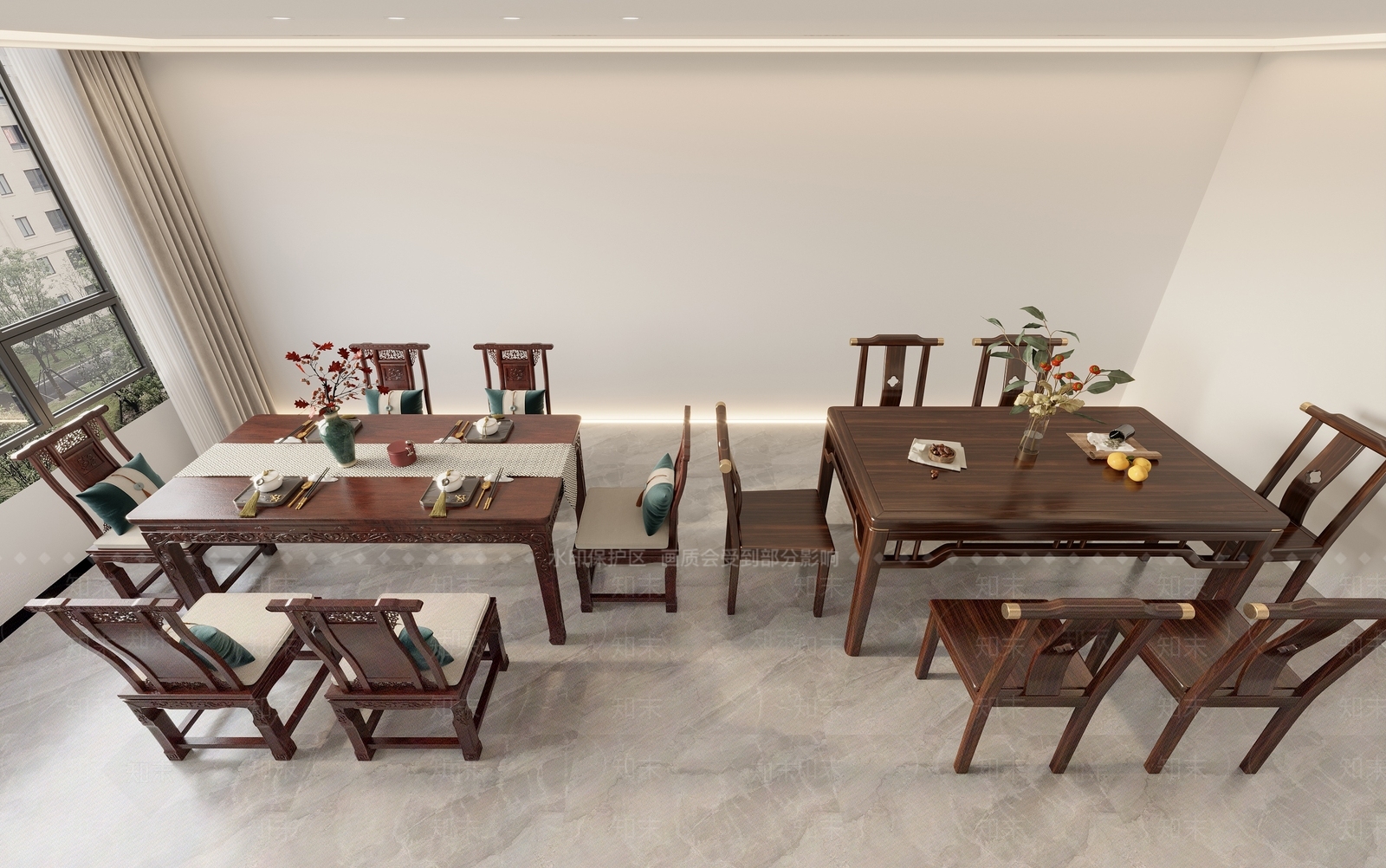 新中式餐桌椅3D模型下载【ID:1233683253】
