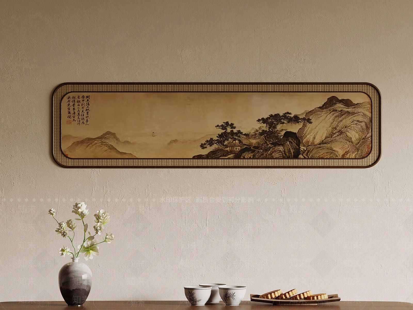 新中式抽象挂画3D模型下载【ID:1233683329】