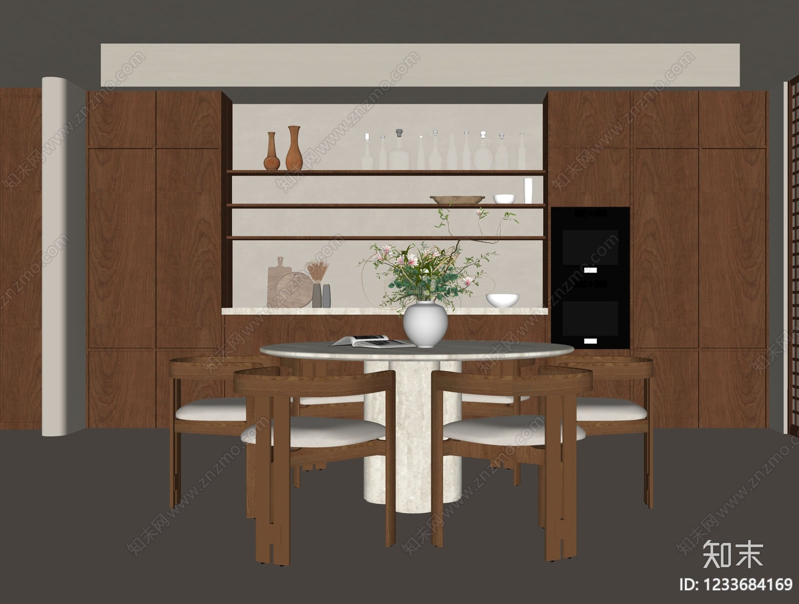 中古风家居餐厅SU模型下载【ID:1233684169】