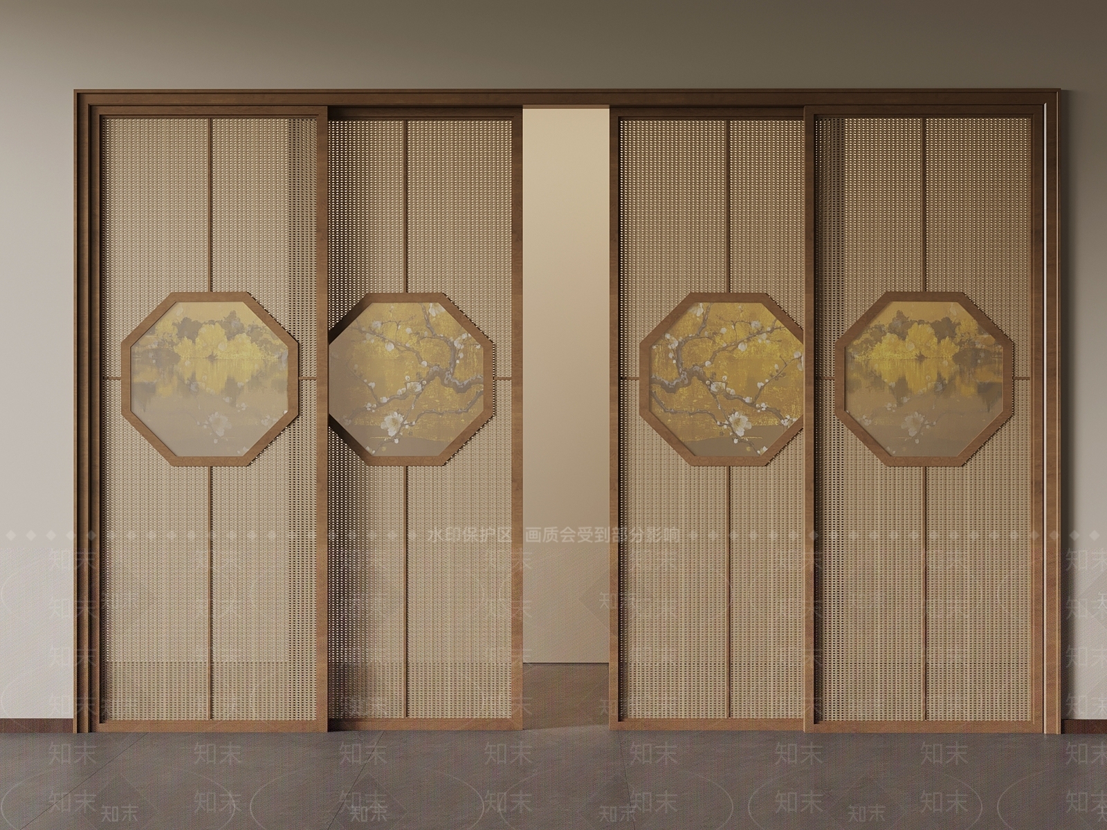 新中式推拉门3D模型下载【ID:1233684354】