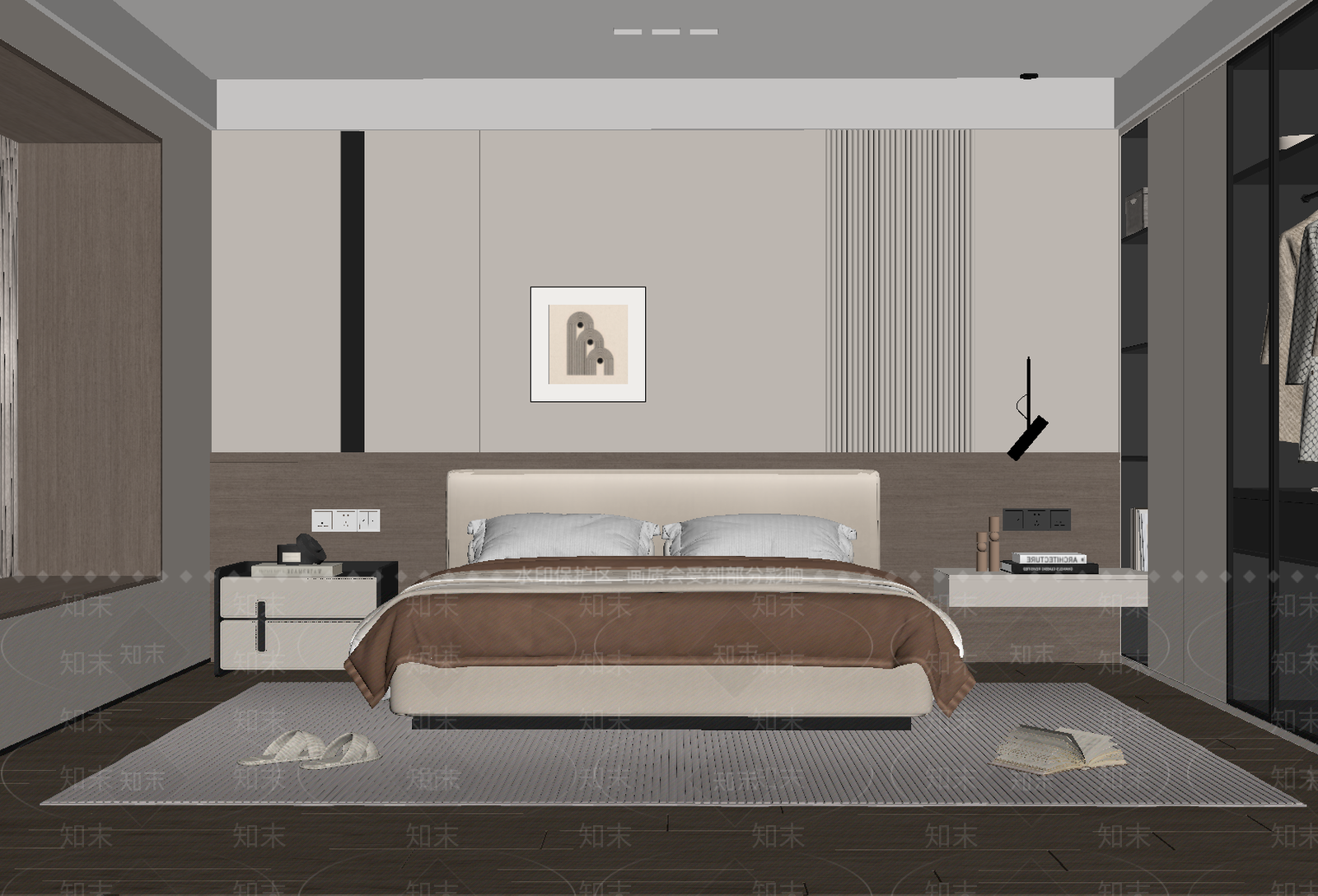 现代简约主卧SU模型下载【ID:1233684837】