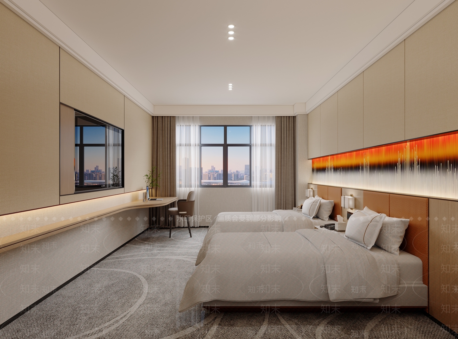 现代简约酒店客房3D模型下载【ID:1233685993】