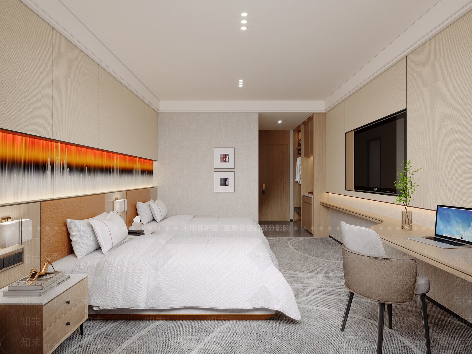 现代简约酒店客房3D模型下载【ID:1233685993】