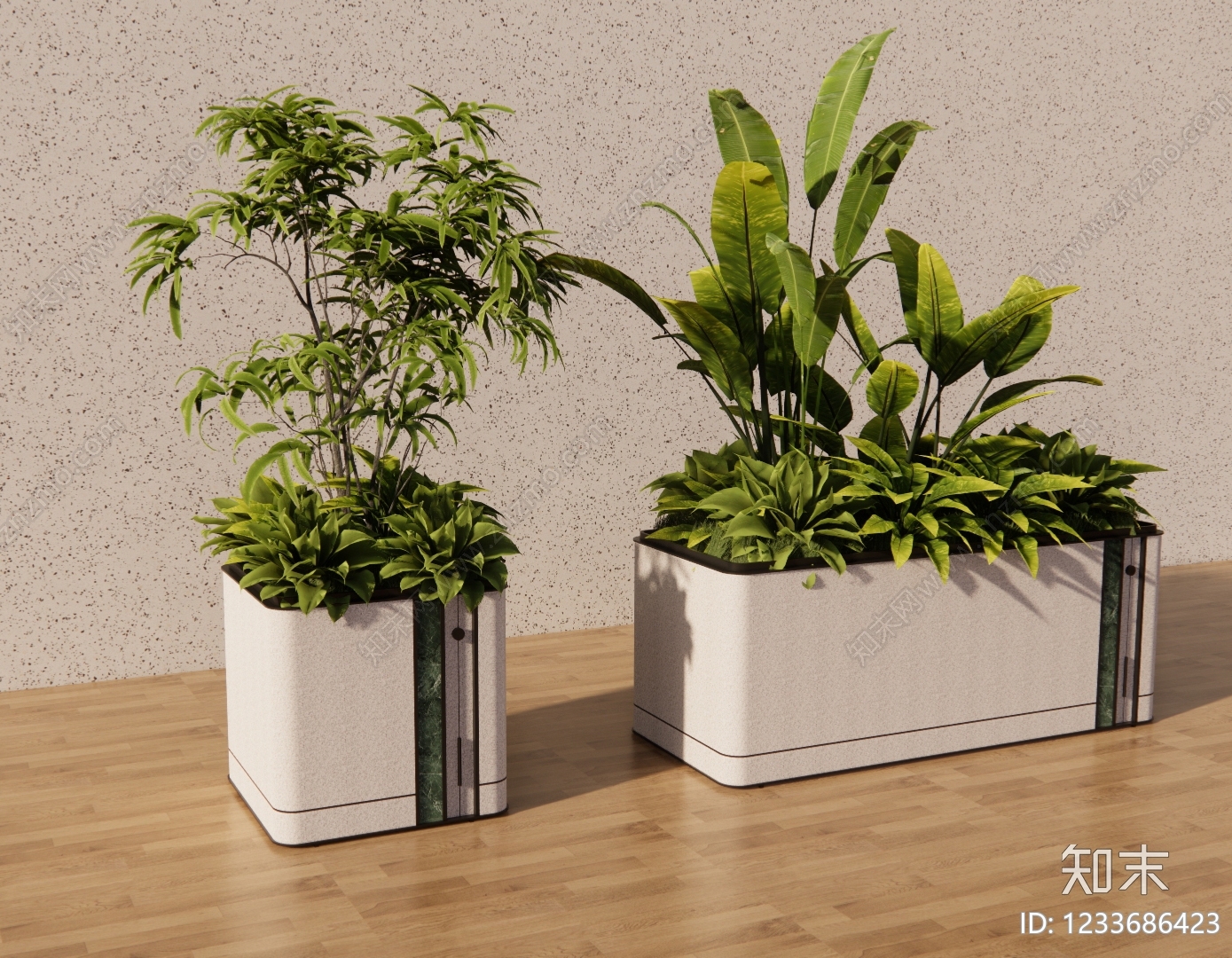 现代简约盆栽SU模型下载【ID:1233686423】