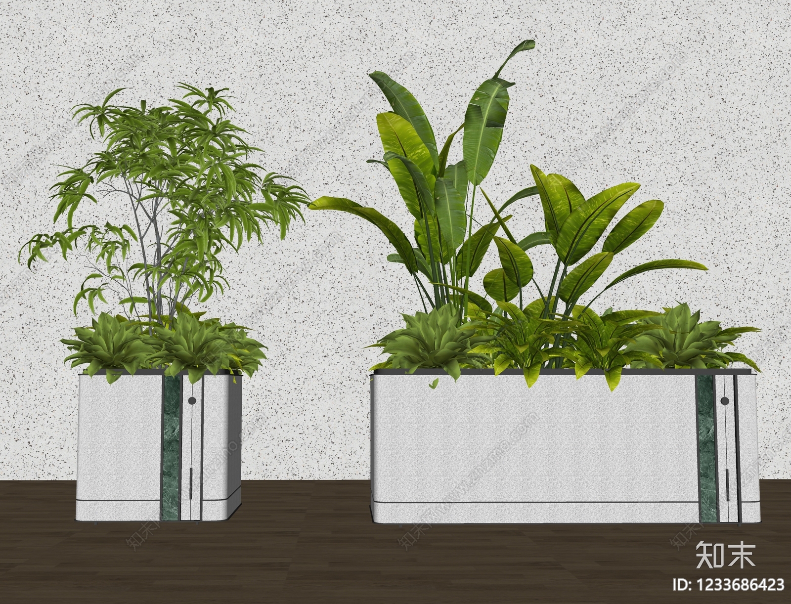 现代简约盆栽SU模型下载【ID:1233686423】