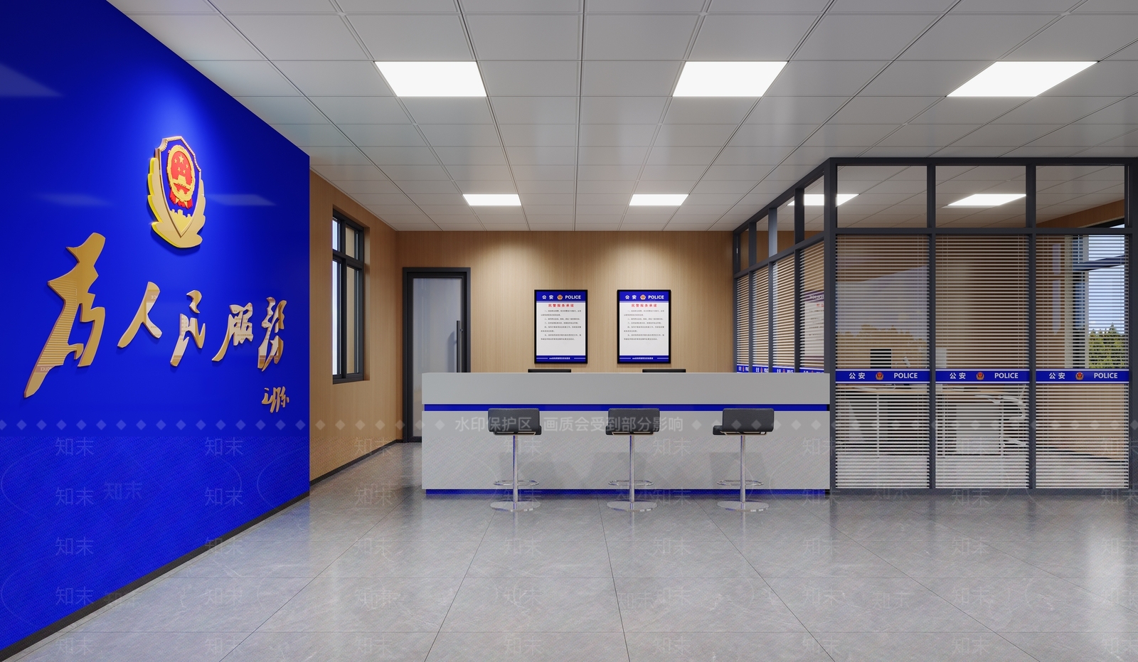 现代简约党政机关3D模型下载【ID:1233686401】