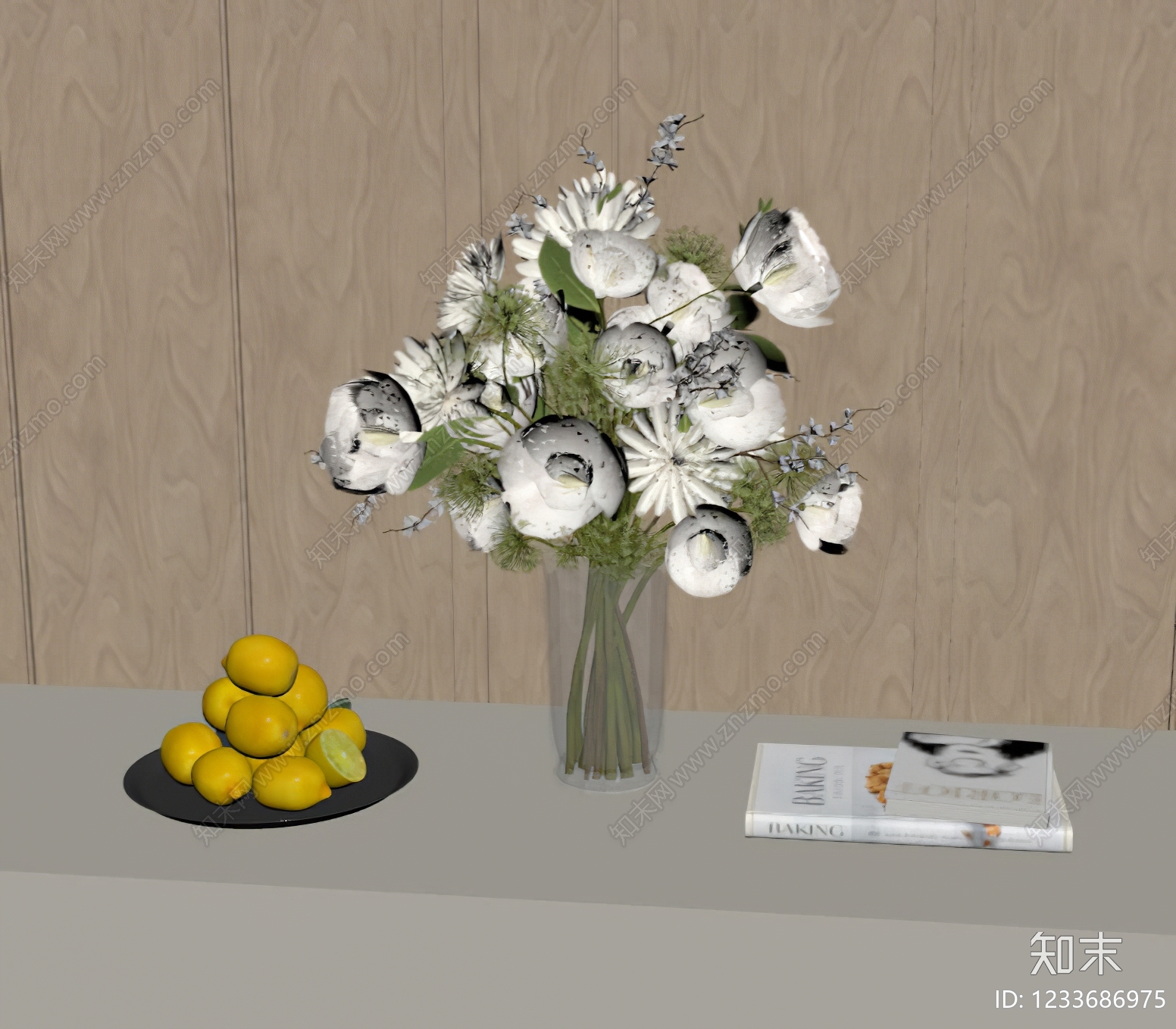 原木风花艺SU模型下载【ID:1233686975】