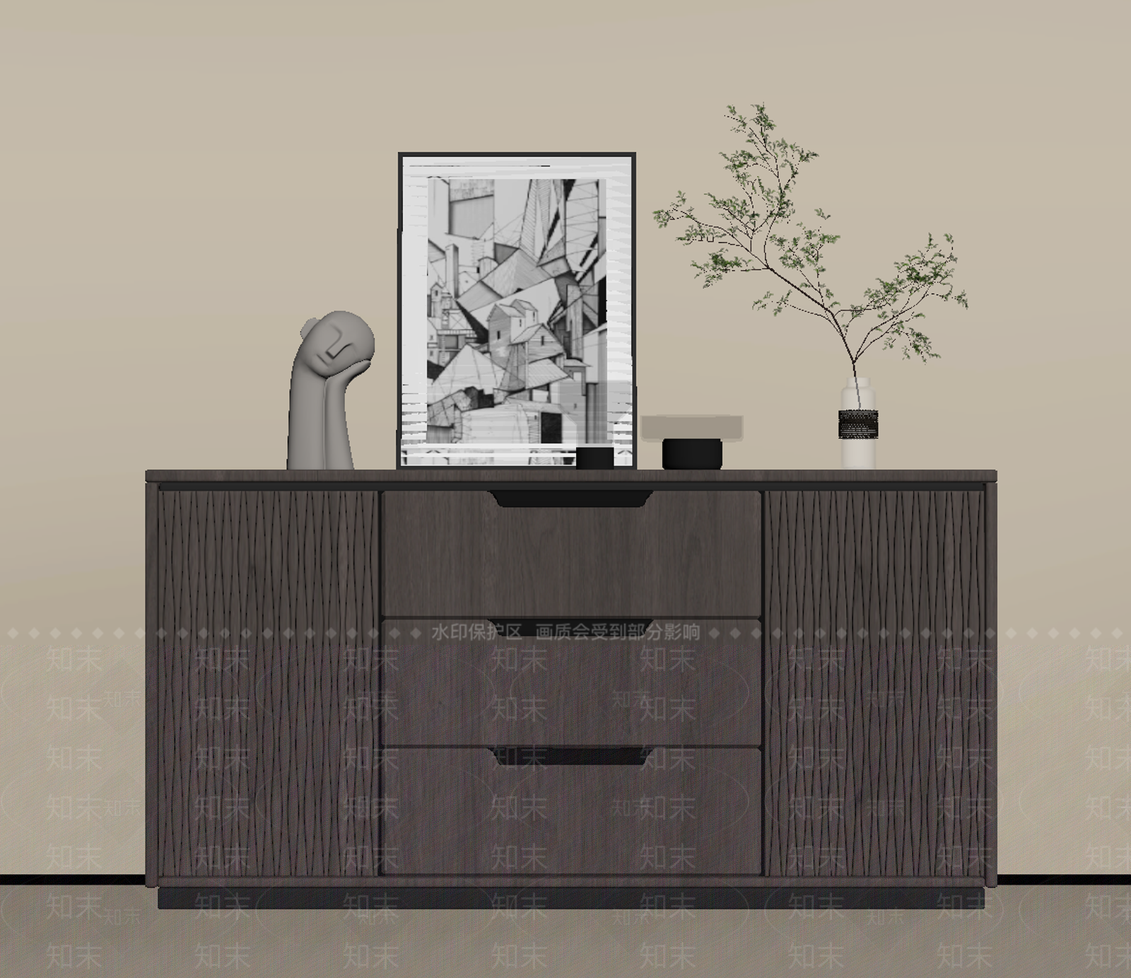 现代简约玄关柜SU模型下载【ID:1233687889】