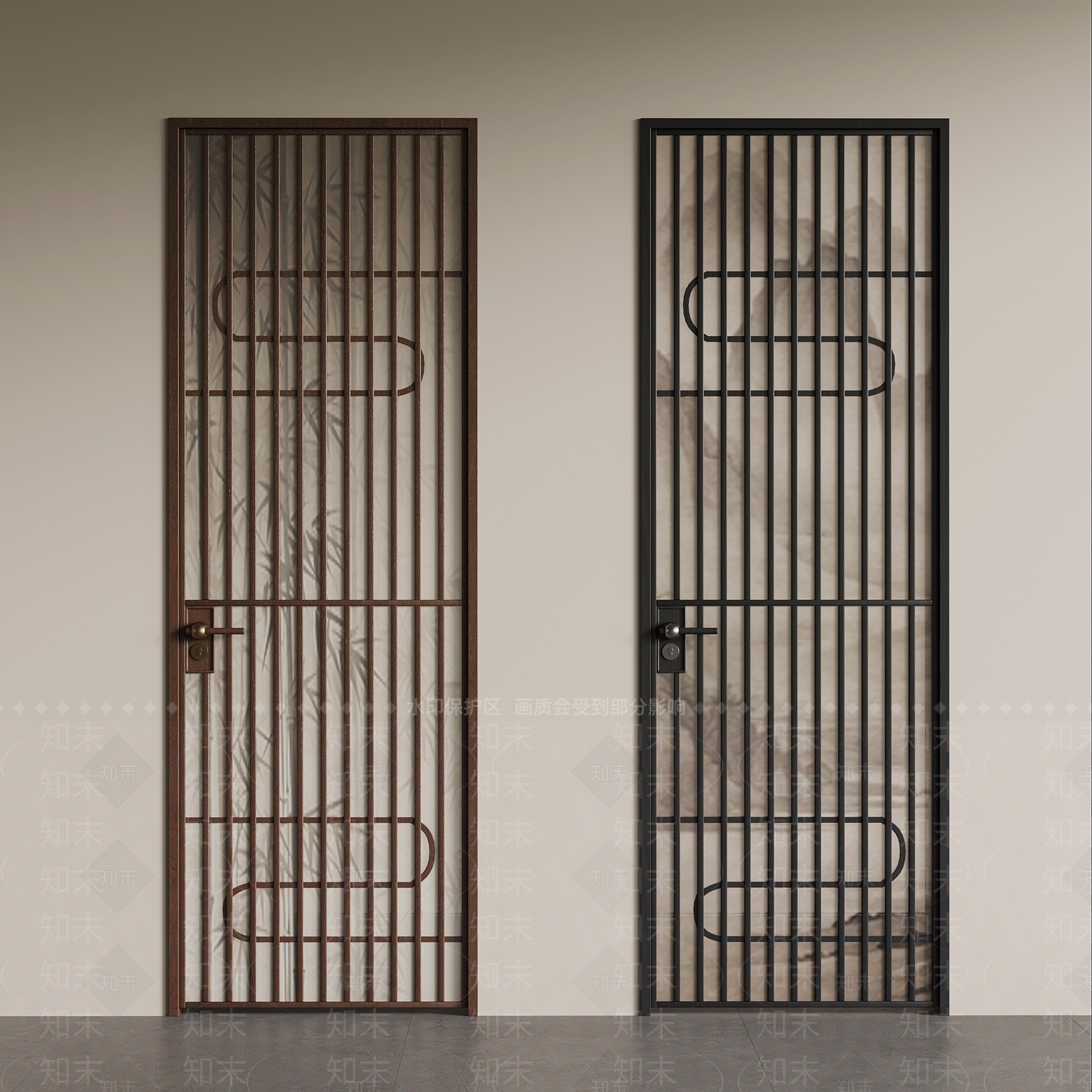 新中式单开门3D模型下载【ID:1233688208】