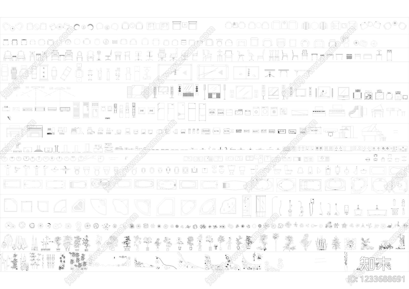 家具图库cad施工图下载【ID:1233688691】