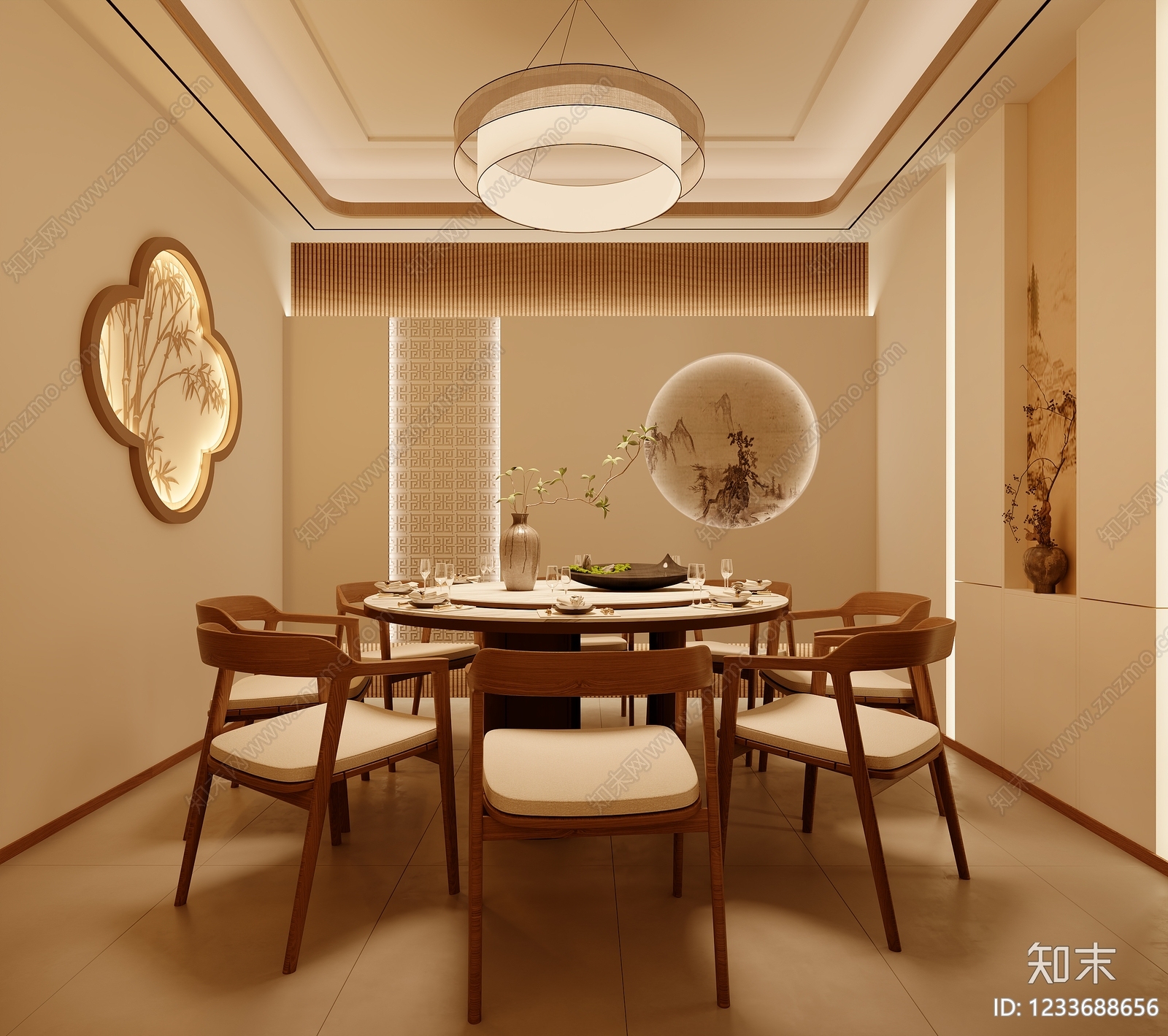 新中式包厢3D模型下载【ID:1233688656】