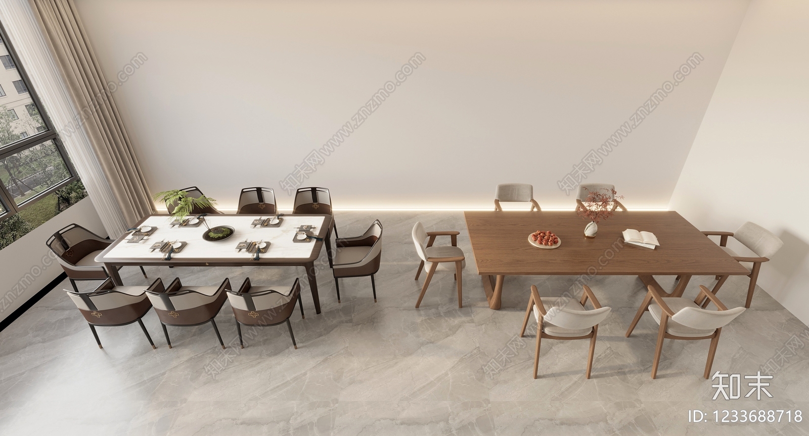 新中式餐桌椅3D模型下载【ID:1233688718】