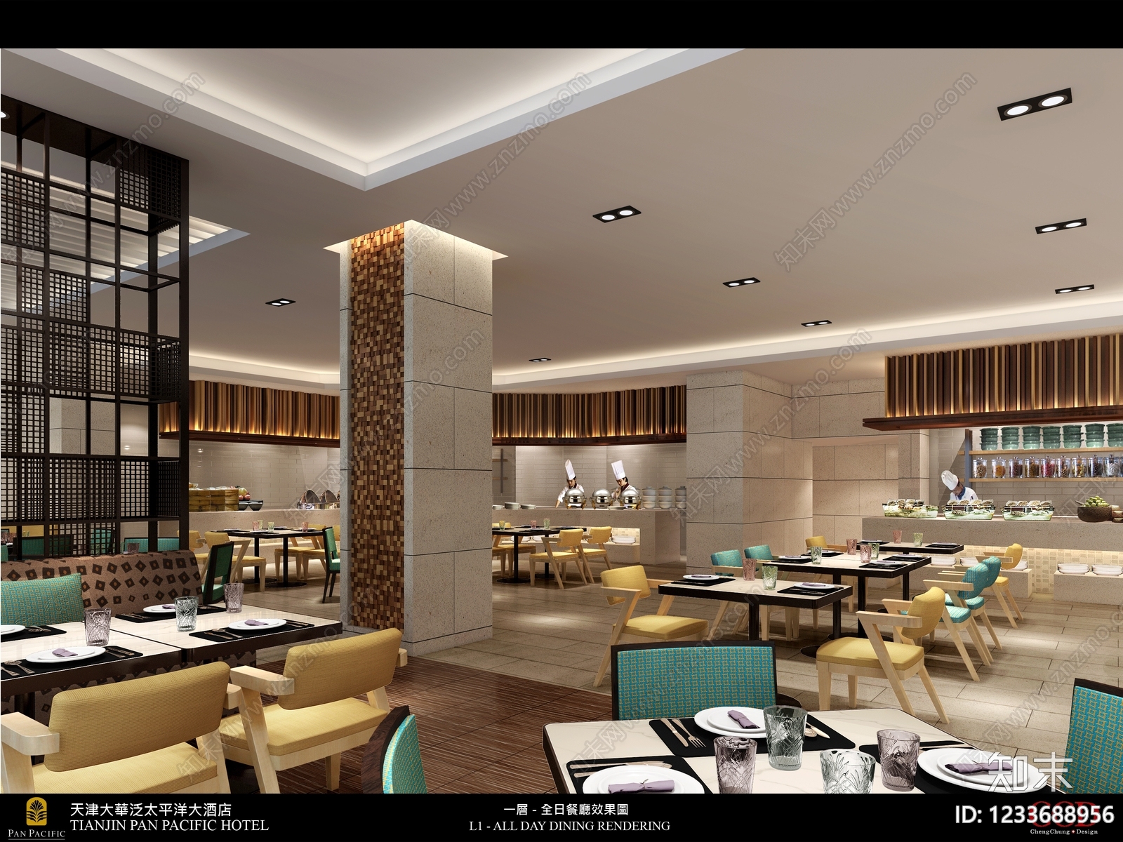 酒店餐厅cad施工图下载【ID:1233688956】