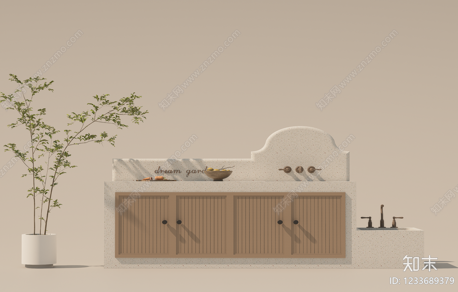 奶油风橱柜SU模型下载【ID:1233689379】