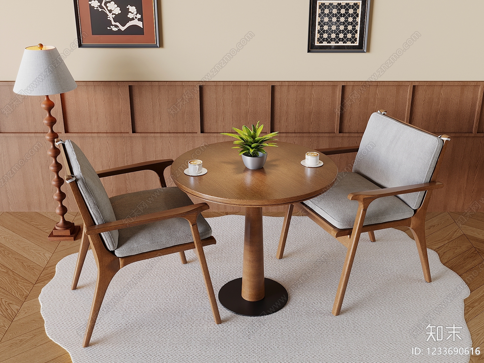 中古风休闲桌椅SU模型下载【ID:1233690616】