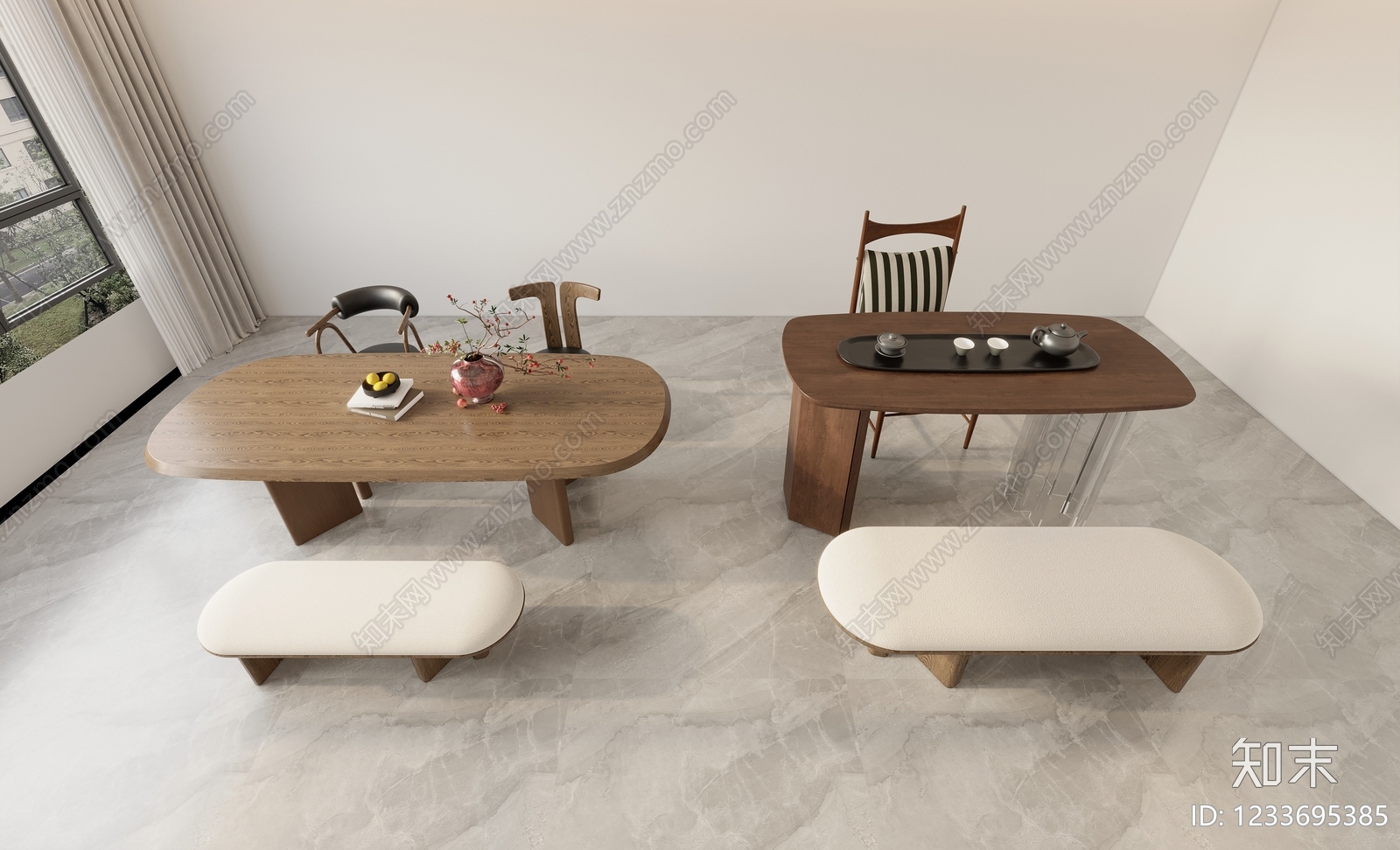 中古风茶桌椅3D模型下载【ID:1233695385】
