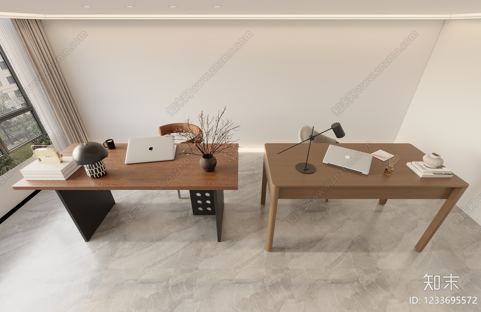 现代简约书桌椅3D模型下载【ID:1233695572】