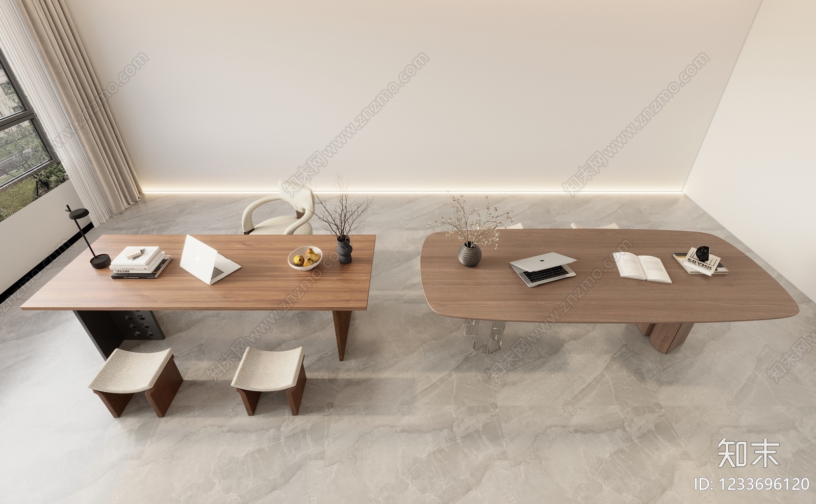 现代简约书桌椅3D模型下载【ID:1233696120】