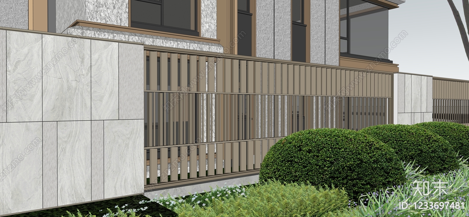 现代主义景观围栏SU模型下载【ID:1233697481】
